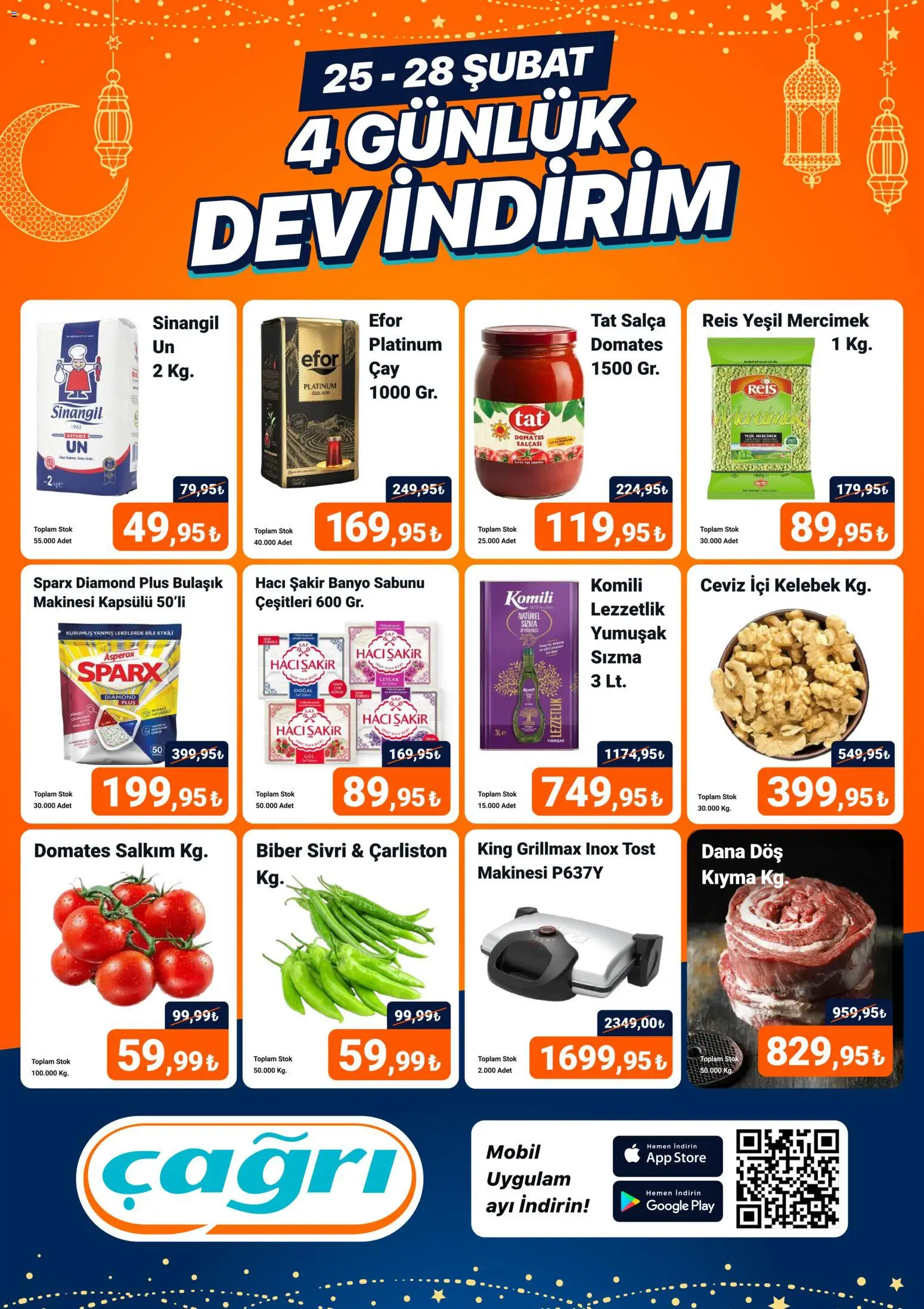 Çağrı Market 4 Günlük Dev İndirim - 25.02.2026 tarihinden itibaren geçerlidir | Sayfa: 1 | Ürünler: Banyo, Ravioli, Domates, Biber