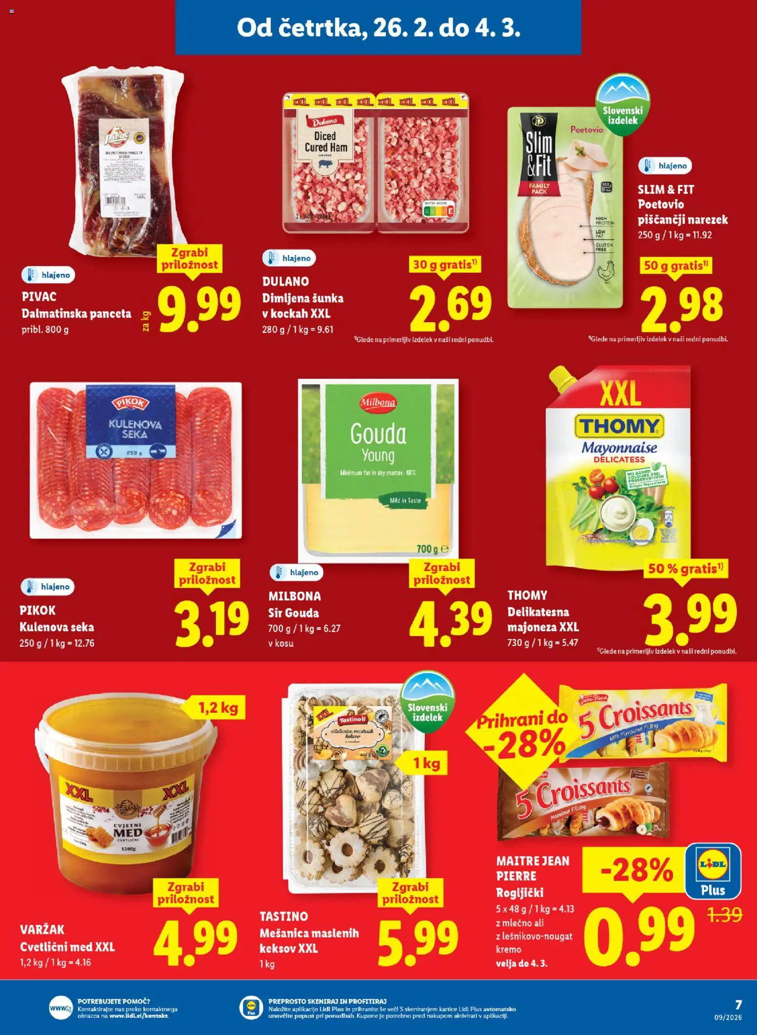 Novi Lidl katalog ponudbe – veljaven od 26.02.2026 | Stran: 7 | Izdelki: Panceta, Narezek, Sunka, Majoneza
