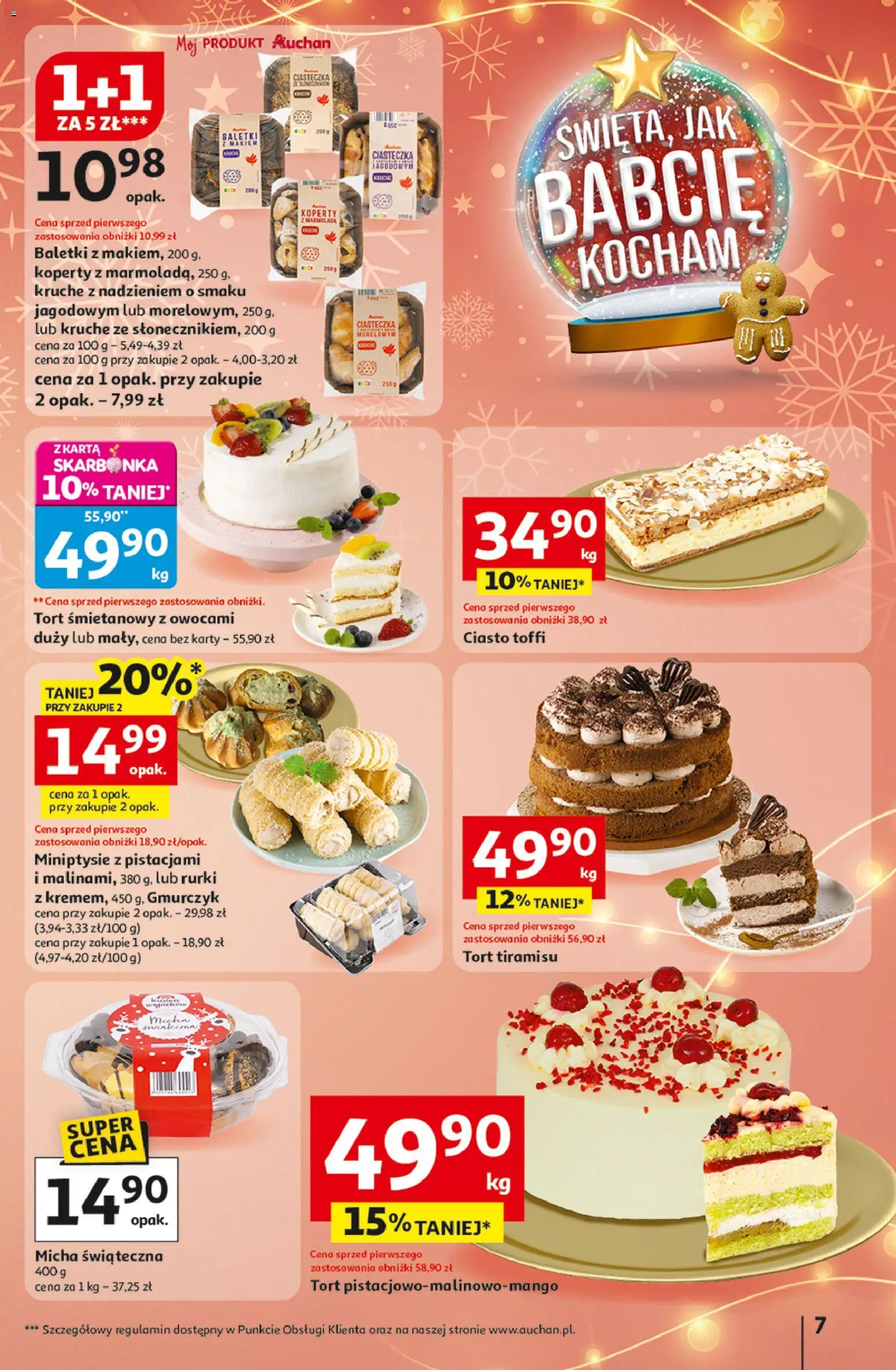 Auchan Gazetka - Święta jak babcię kocham Hipermarket od 18.12.2025 | Strona: 7 | Produkty: Karta, Ciasto, Tiramisu, Tort