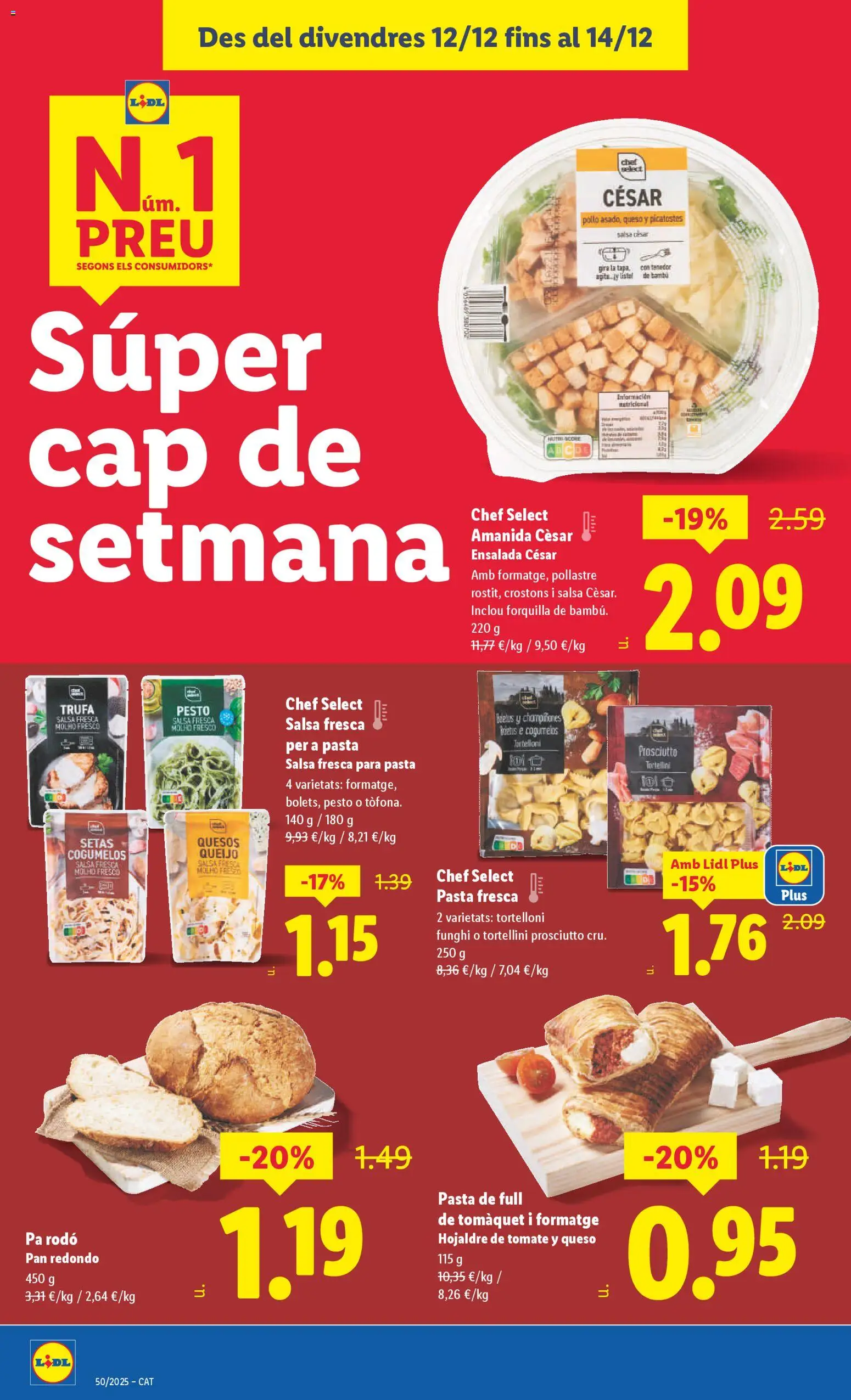 Lidl folleto │ válido desde el 08.12.2025 | Página: 42 | Productos: Queso, Pan, Pasta, Ensalada