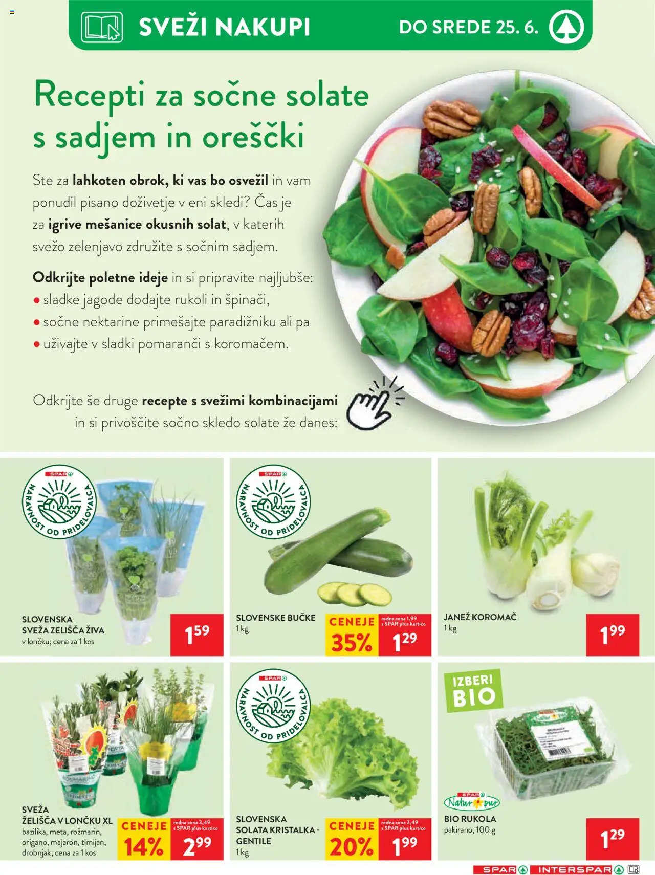 Spar katalog 25/25 │ velja od 18.06.2025 | Stran: 14 | Izdelki: Kos, Orescki, Solata, Nektarine