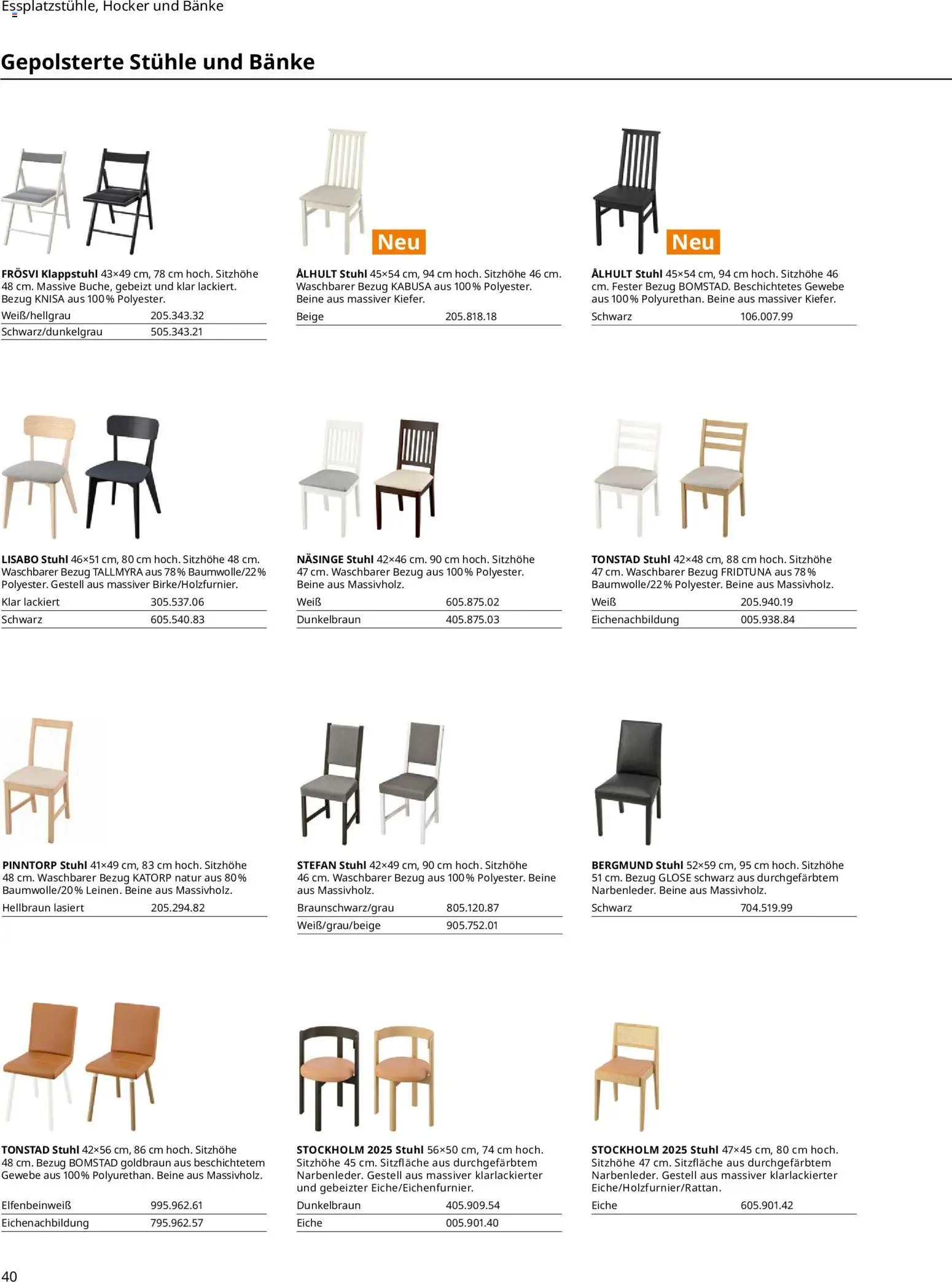 Ikea Essplatz – gültig ab 02.01.2026 | Seite: 40 | Produkte: Hocker, Stuhl