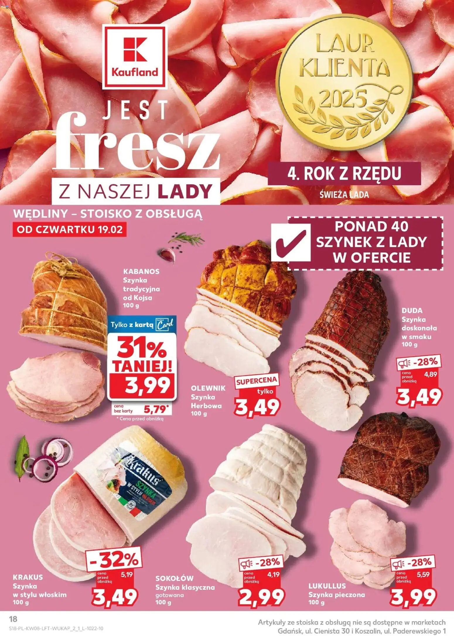 Kaufland Polsko leták od 19.02.2026 | Strana: 18 | Produkty: Kabanos, Karty