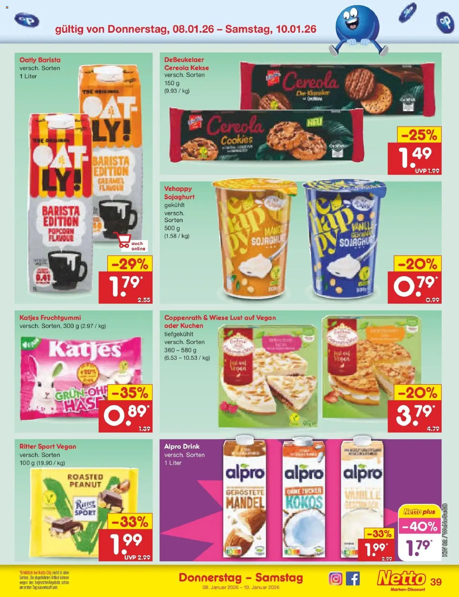 Netto Marken-Discount prospekt Rodgau	 – gültig ab 05.01.2026 | Seite: 43 | Produkte: Zucker, Oatly, Kuchen, Kekse