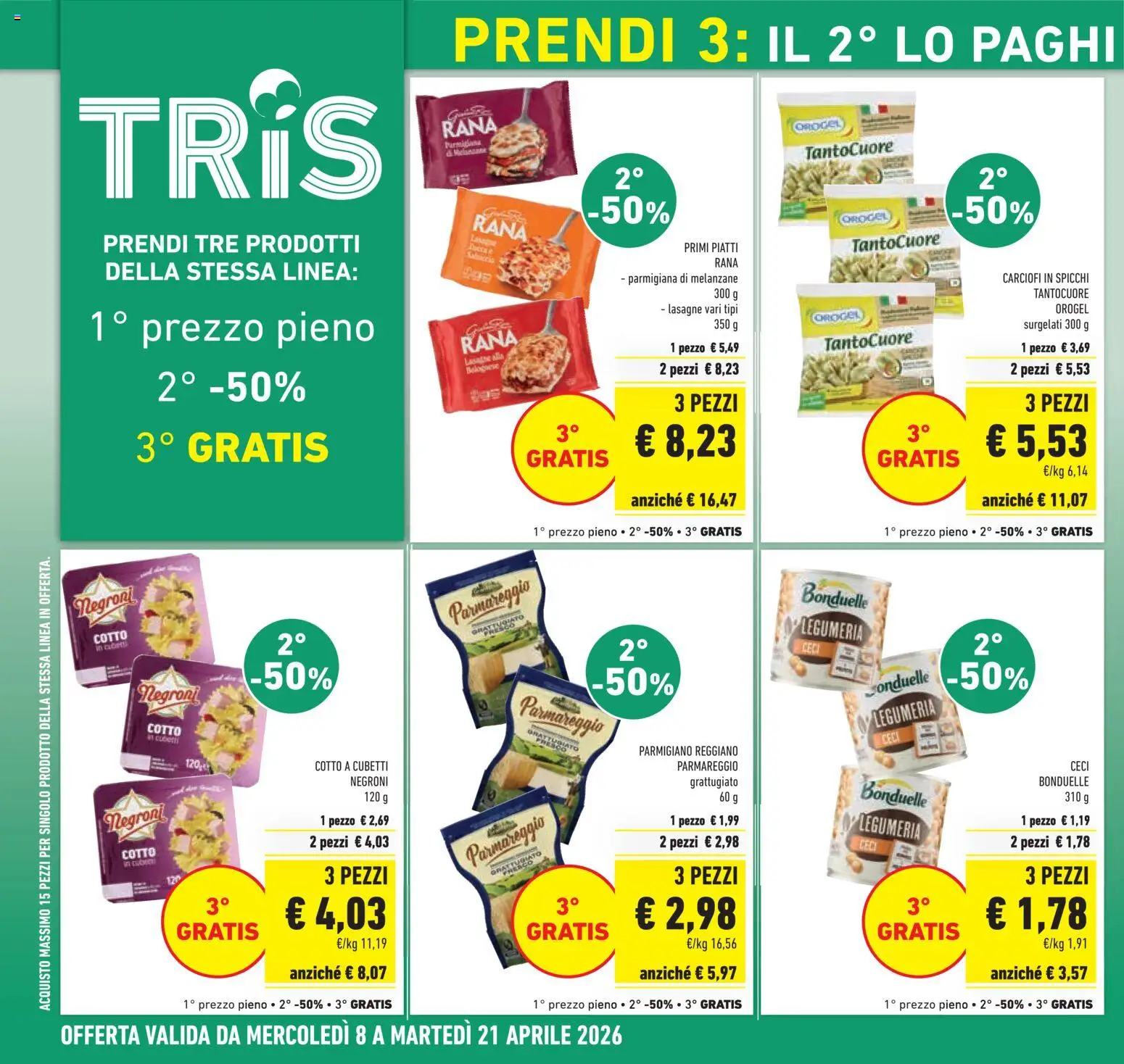 Volantino Conad del 08.04.2026 | Pagina: 6 | Prodotti: Ceci, Carciofi, Melanzane, Parmigiano