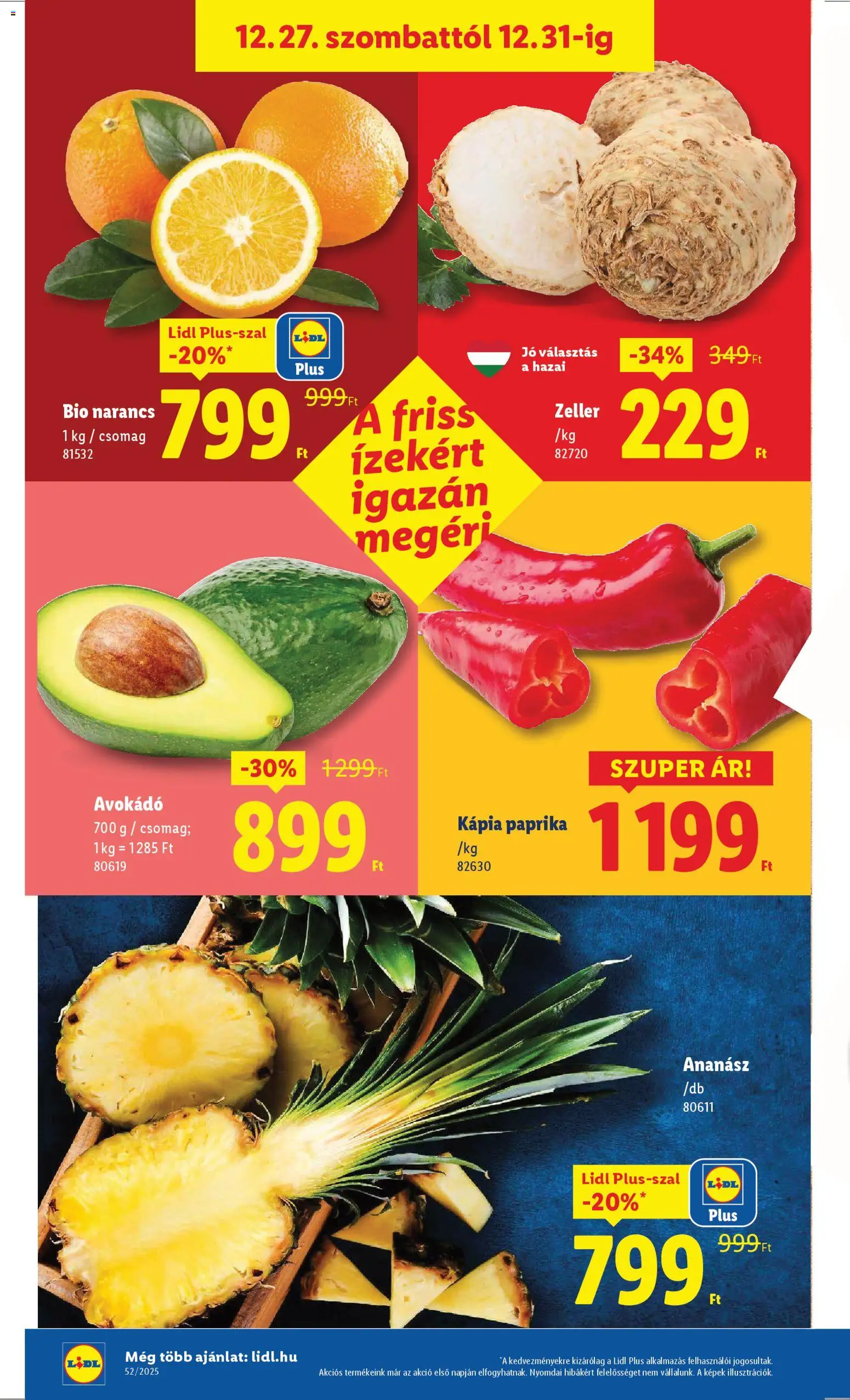 Lidl akciós ujság - amely érvényes a következő dátumtól: 27.12.2025 | Oldal: 2 | Termékek: Zeller, Narancs, Avokádó, Kápia paprika