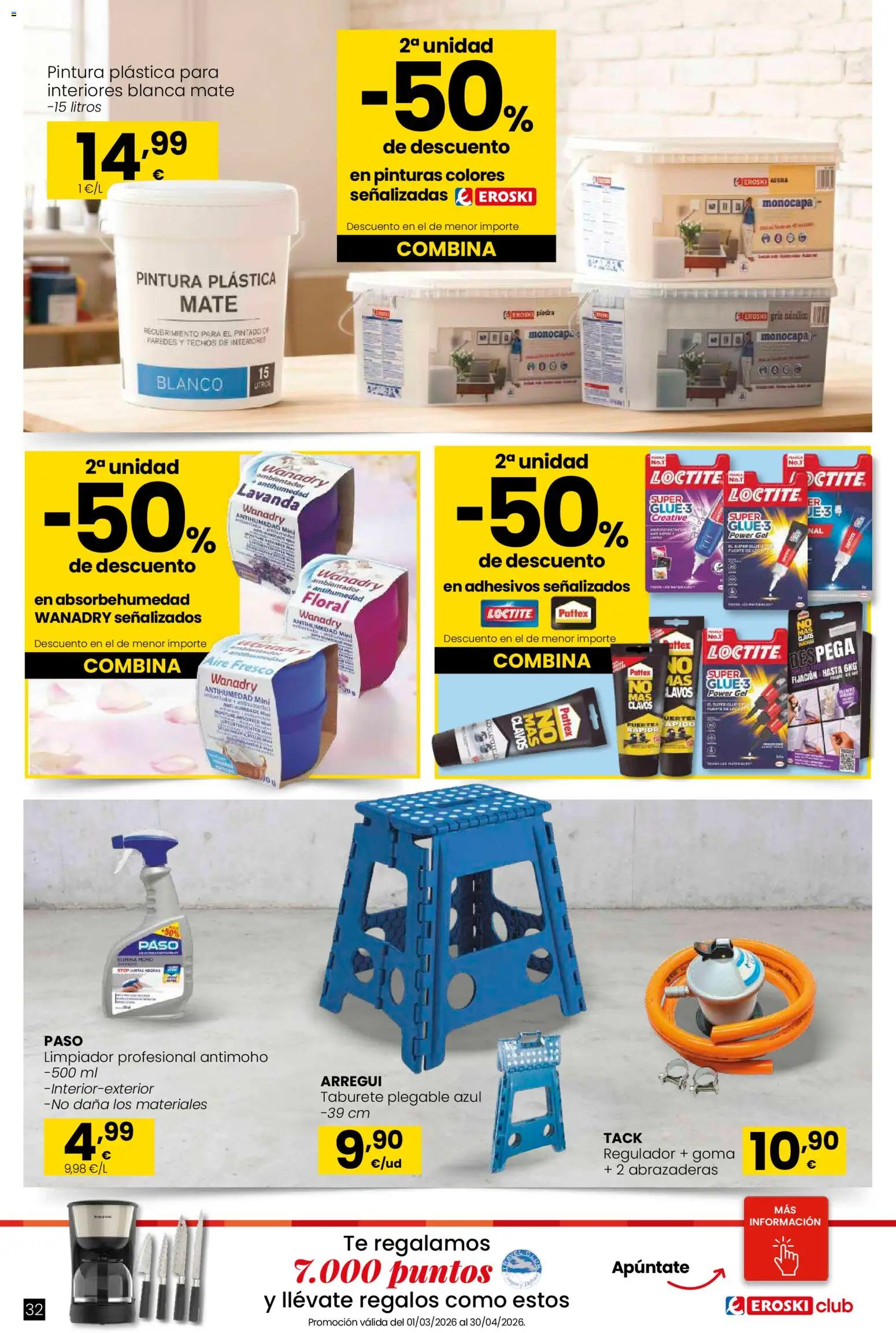 Eroski - Qué planazo │ válido desde el 26.03.2026 | Página: 32 | Productos: Taburete, Té, Pintura plástica
