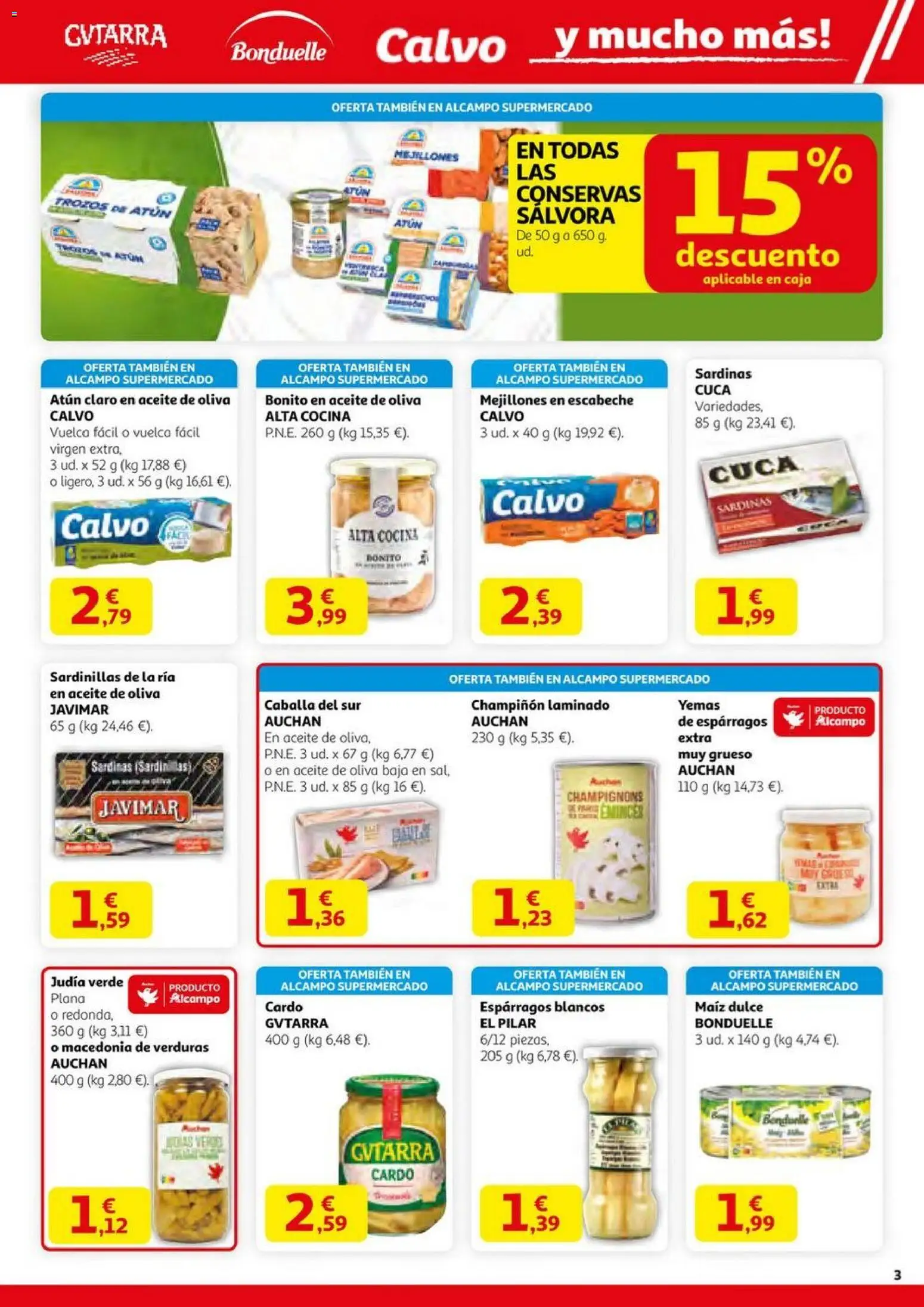 Alcampo - HG Pio XII Unificado  │ válido desde el 23.10.2025 | Página: 3 | Productos: Sardinillas, Νερό καρύδας, Cocina, Caja