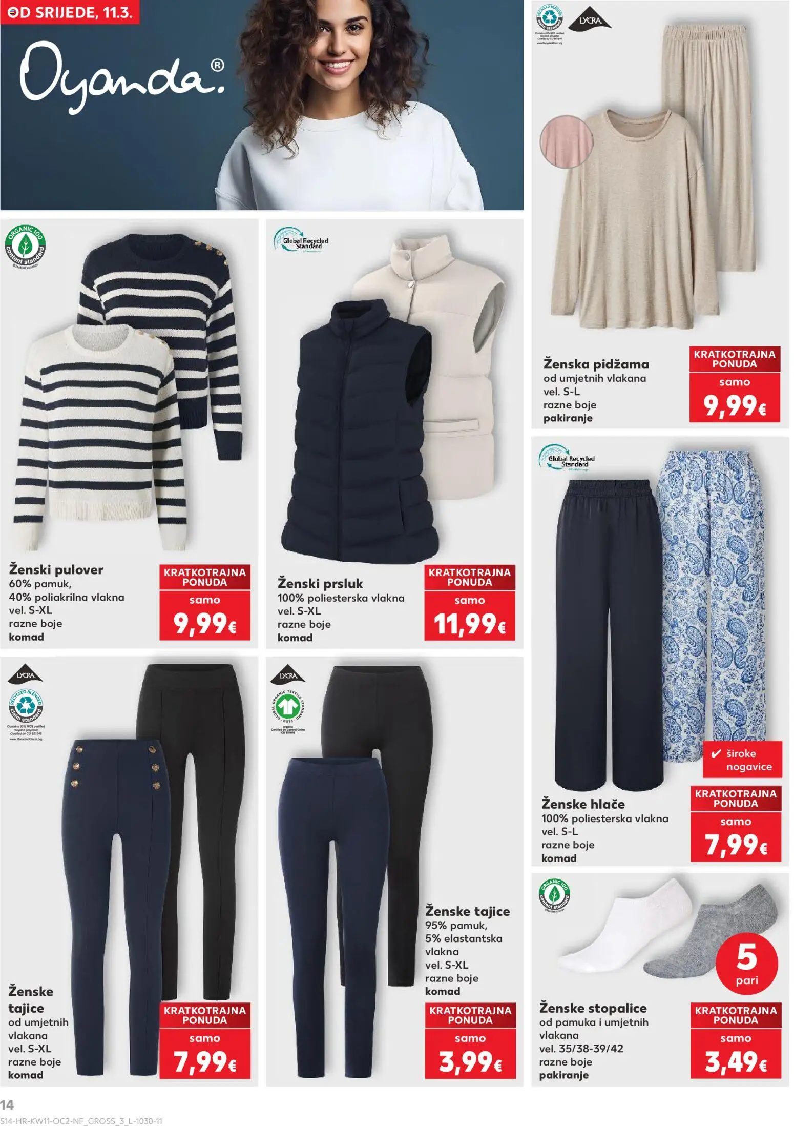 Kaufland katalog | vrijedi od 11.03.2026 | Stranica: 14 | Proizvodi: Prsluk, Hlače, Pidžama, Tajice