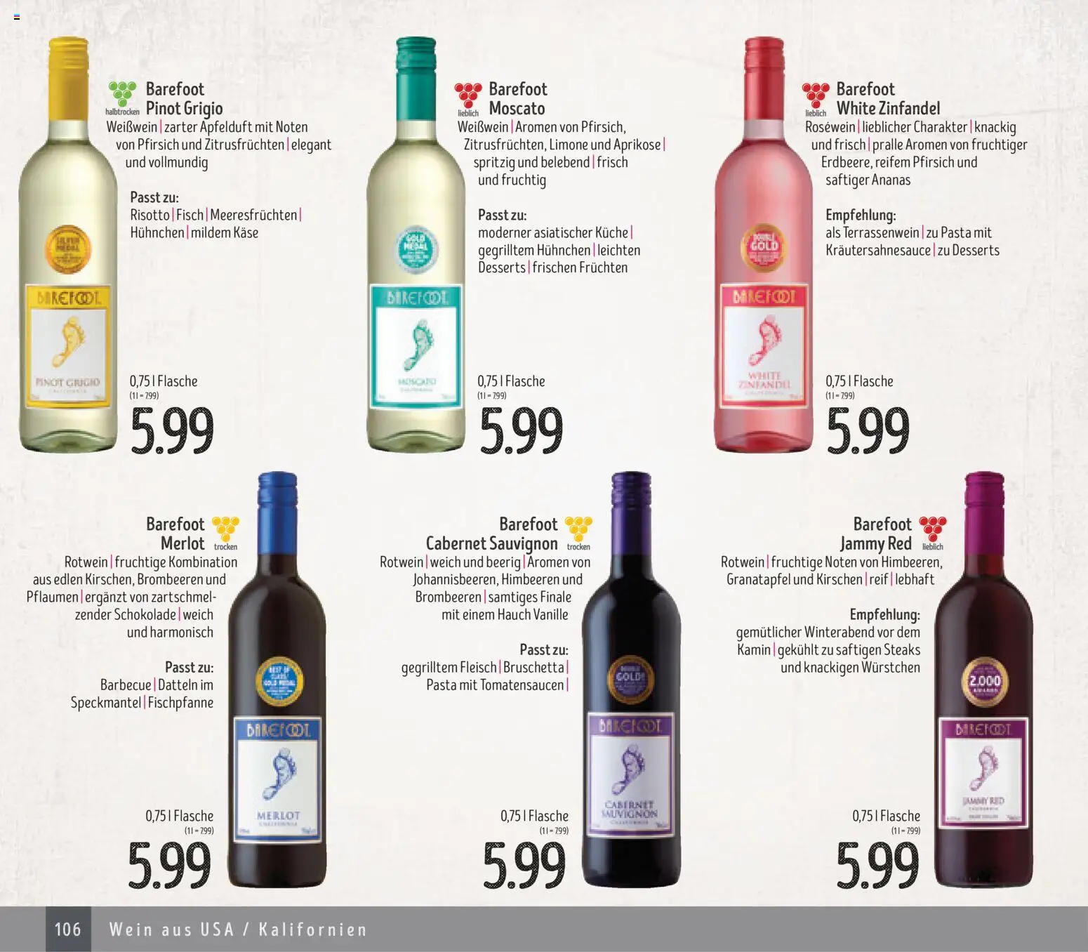 Edeka Struve Wein– und Spirituosen – gültig ab 14.11.2025 | Seite: 106 | Produkte: Weißwein, Rotwein, Pfirsich, Wein