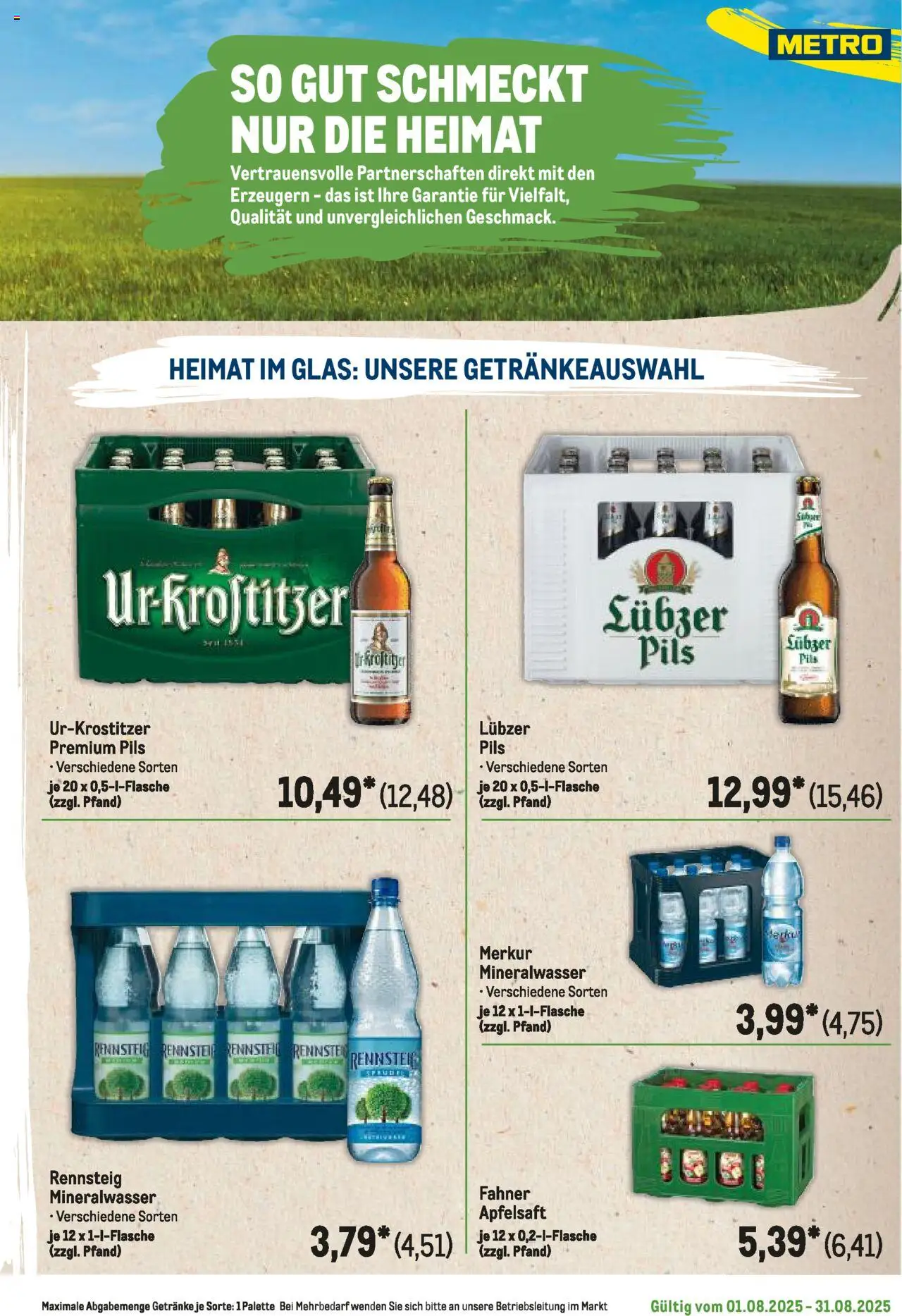 Metro Regionaler Flyer - gültig ab dem 01.08.2025 | Seite: 117 | Produkte: Pils, Apfelsaft, Mineralwasser, Lubzer