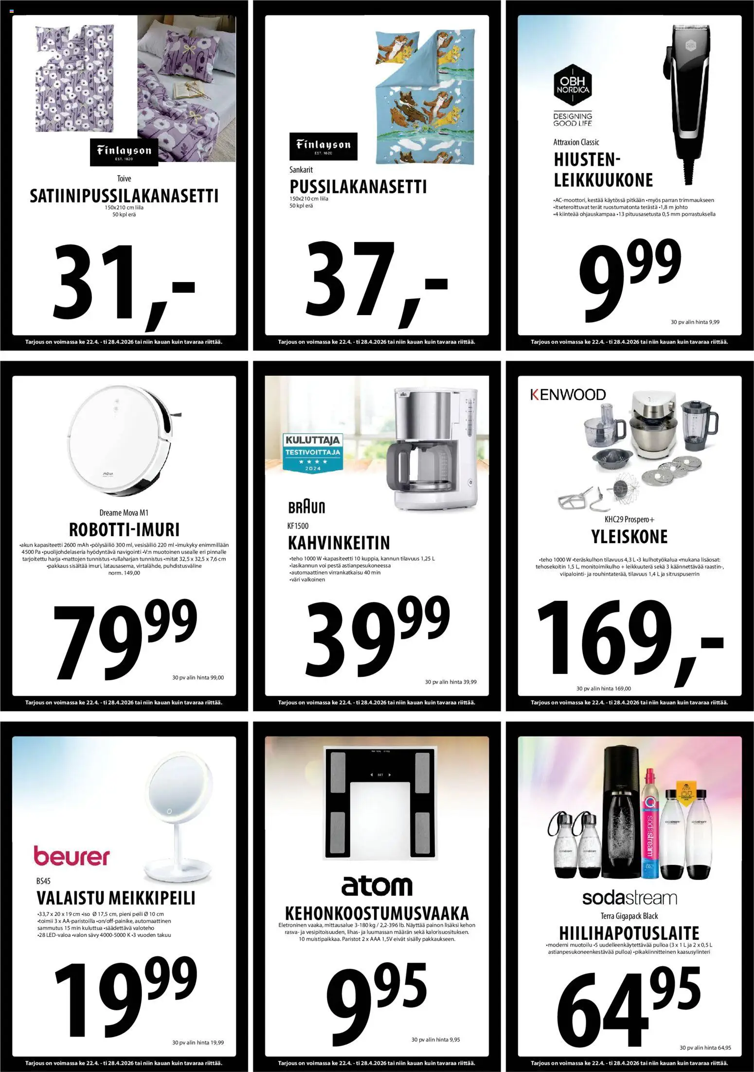 Tuuri tarjoukset – voimassa 22.04.2026 alkaen | Sivu: 20 | Tuotteet: Pussilakanasetti, Paristot, Voi, Hiilihapotuslaite
