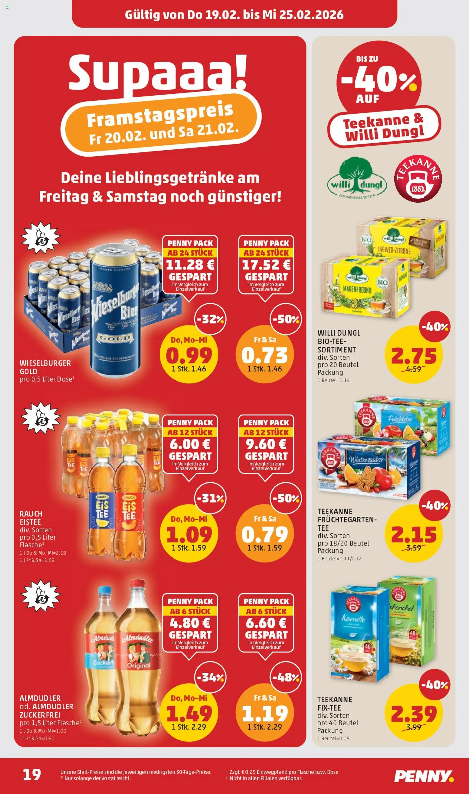 Penny Markt Flugblatt gültig ab 19.02.2026 | Seite: 19 | Produkte: Zucker, Bier