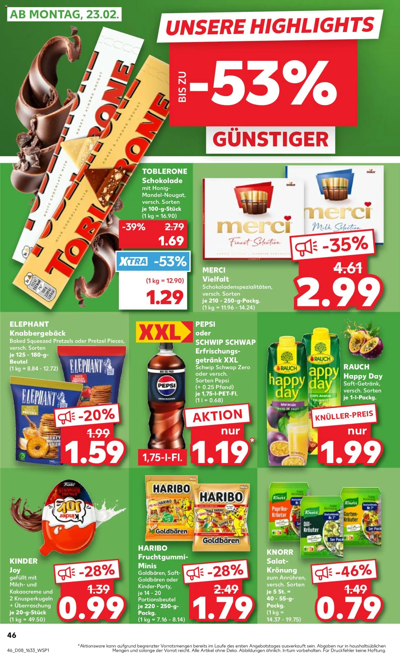 Kaufland Prospekt 	 – gültig ab 19.02.2026 | Seite: 46 | Produkte: Merci, Dressing, Knorr, Kinder joy