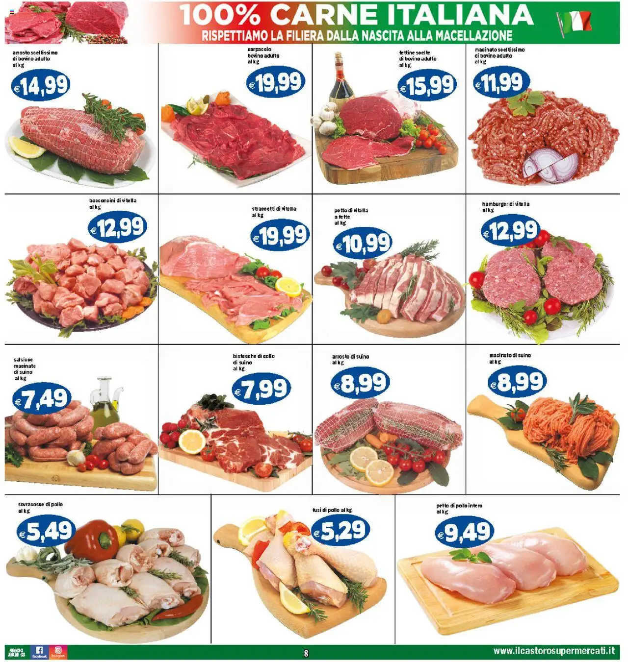 Volantino Il Castoro del 25.07.2025 | Pagina: 8 | Prodotti: Petto di Pollo, Arrosto, Pollo, Macinato