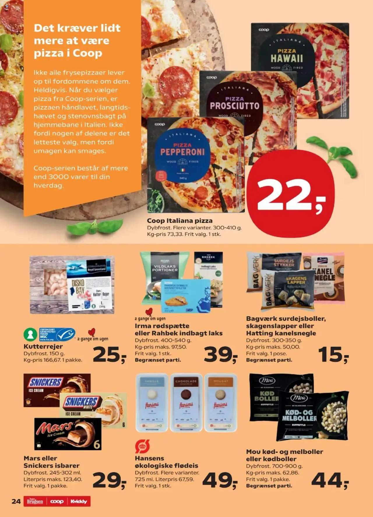 Super Brugsen tilbudsavis – gyldig fra 24.10.2025 | Side: 24 | Produkter: Kanelsnegle, Kanel, Flødeis, Rejer