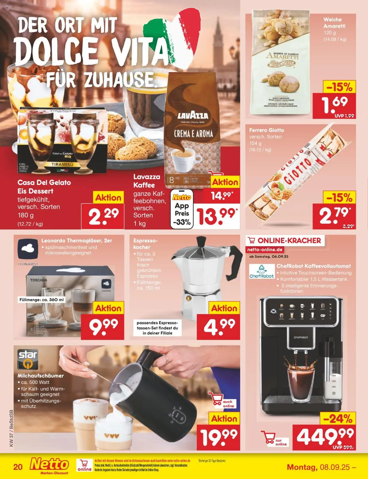 Netto Marken-Discount Prospekt 	 – gültig ab 08.09.2025 | Seite: 28 | Produkte: Lavazza, Kocher, Kaffee, Eis