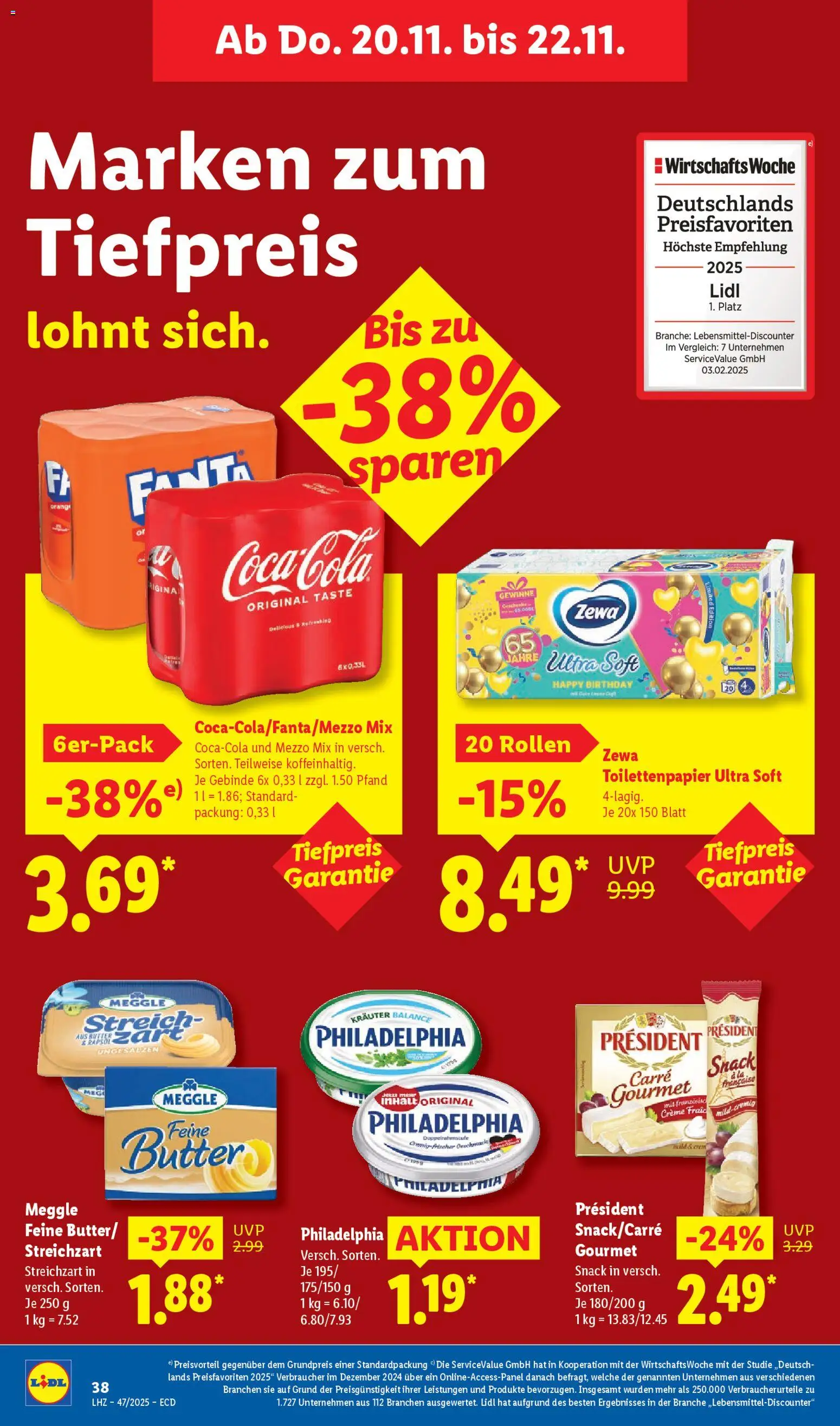 Lidl - Prospekt – gültig ab 17.11.2025 | Seite: 58 | Produkte: Fanta, Butter, Philadelphia, Zewa
