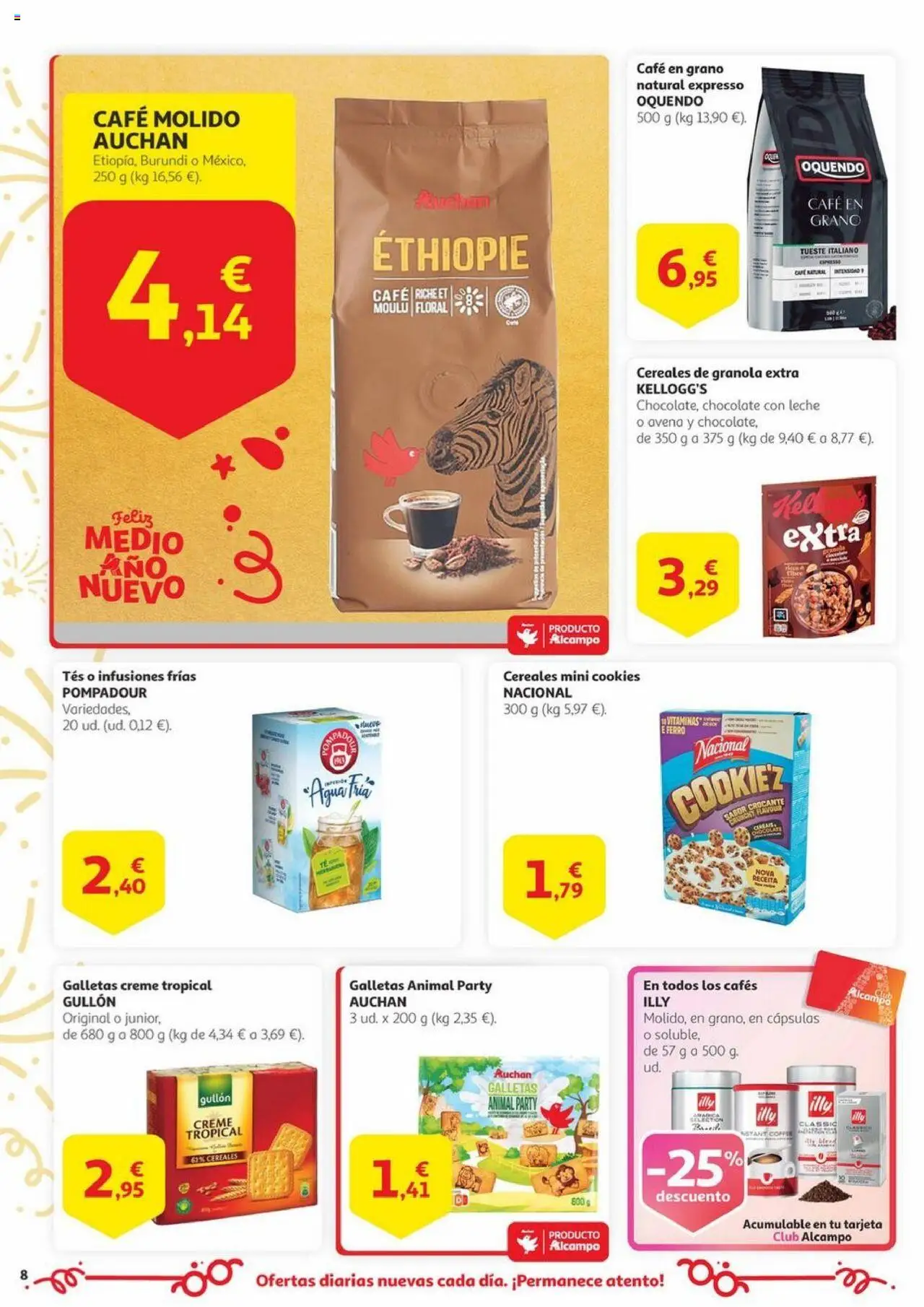 Alcampo -  Canarias │ válido desde el 17.06.2025 | Página: 8 | Productos: Leche, Café molido, Cereales, Café en grano