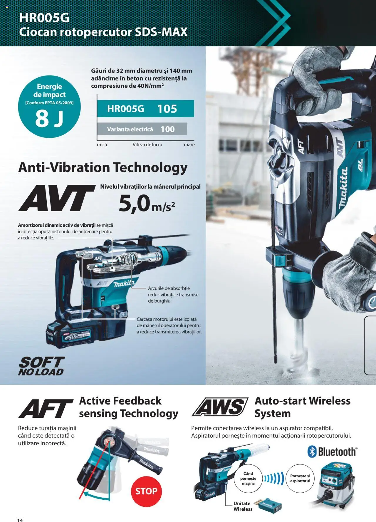 Makita catalog - Masini profesionale Makita XGT – valabil de la 20.06.2024 | Pagină: 14 | Produse: Ciocan rotopercutor, Carcasă, Aspirator