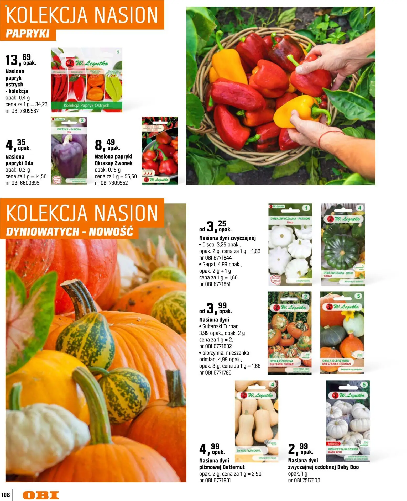 OBI gazetka - Ogród od 11.03.2026 | Strona: 108 | Produkty: Dynia, Papryka, Nasiona