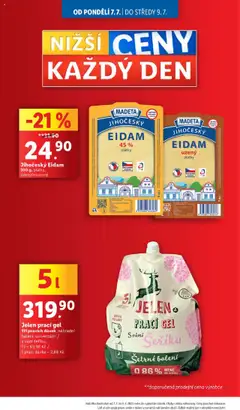 Lidl leták od 07.07.2025 | Strana: 4 | Produkty: Prací gel, Jelen, Eidam, Láhev