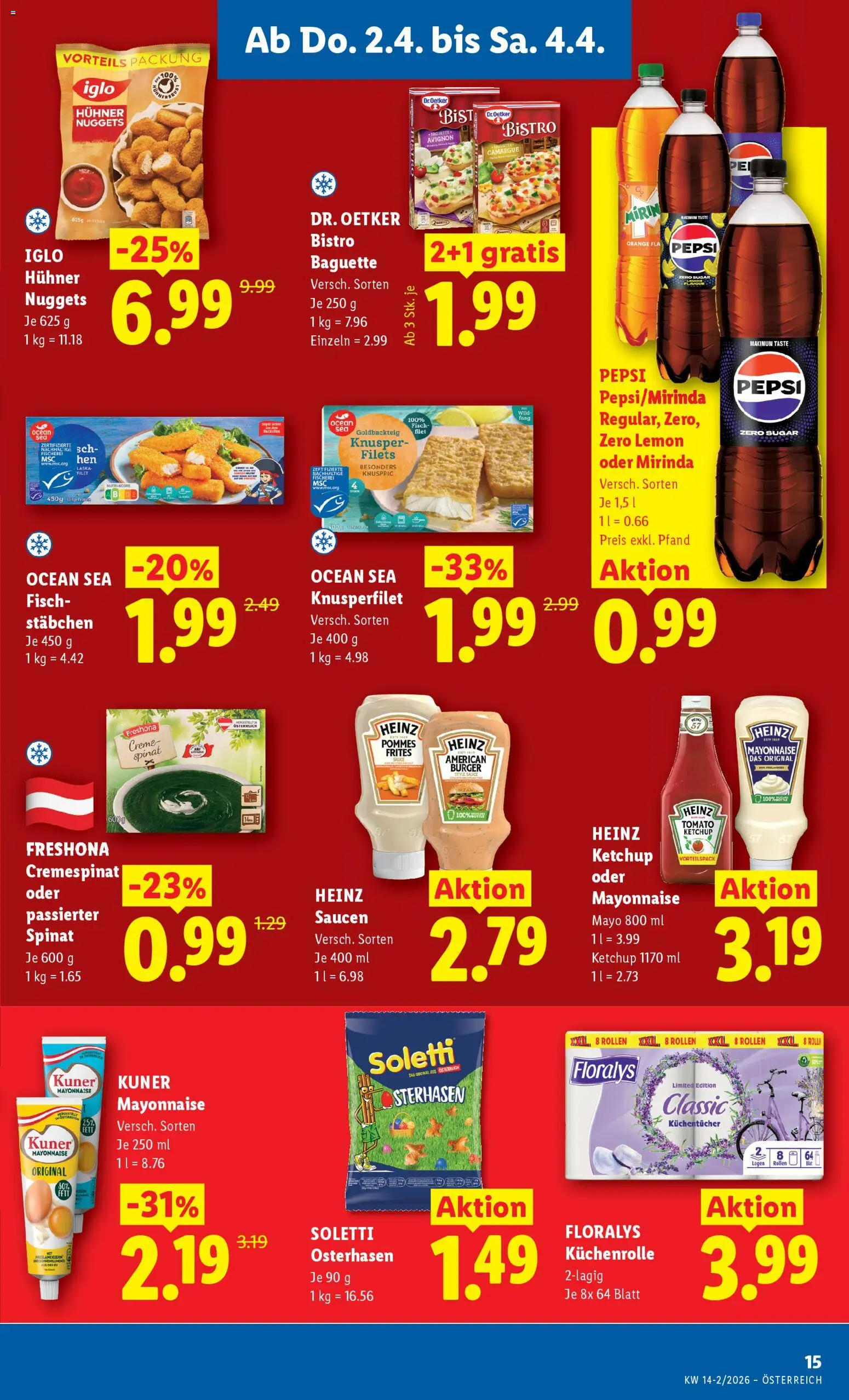 Lidl Flugblatt - Eisenstadt, Ebenfurth, Mattersburg gültig ab 02.04.2026 | Seite: 17 | Produkte: Ketchup, Jääkaappipakastin, Creme, Fisch