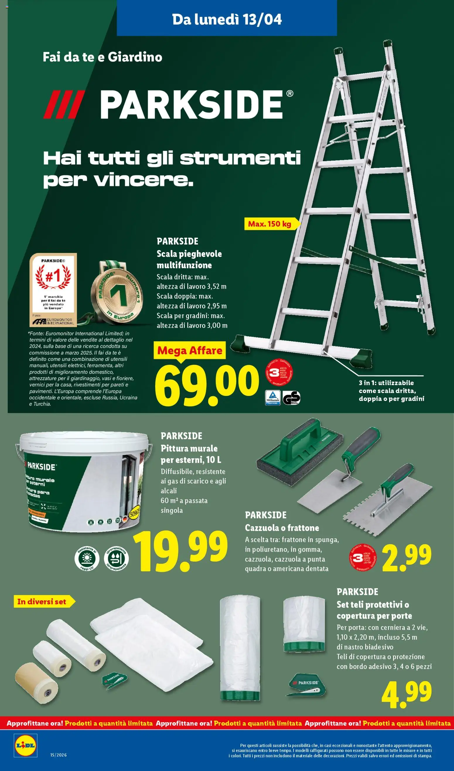 Volantino Lidl del 09.04.2026 | Pagina: 34 | Prodotti: Tè, Pittura, Scala