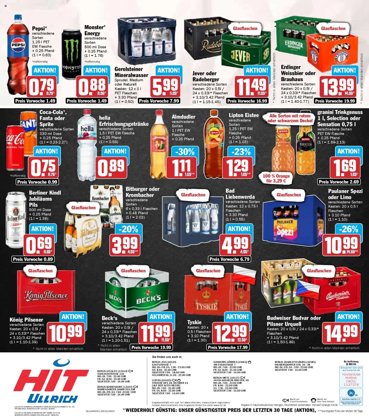 HIT Berlin  – gültig ab 29.12.2025 | Seite: 23 | Produkte: Mineralwasser, Hella, Pilsner urquell, Gerolsteiner