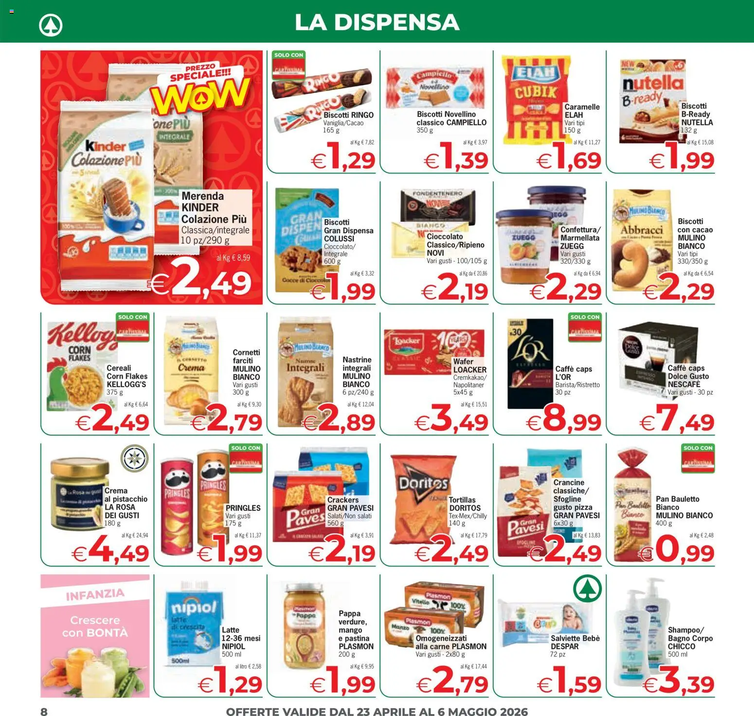 Volantino Despar del 23.04.2026 | Pagina: 8 | Prodotti: Mango, Nutella, Tortillas, Cacao