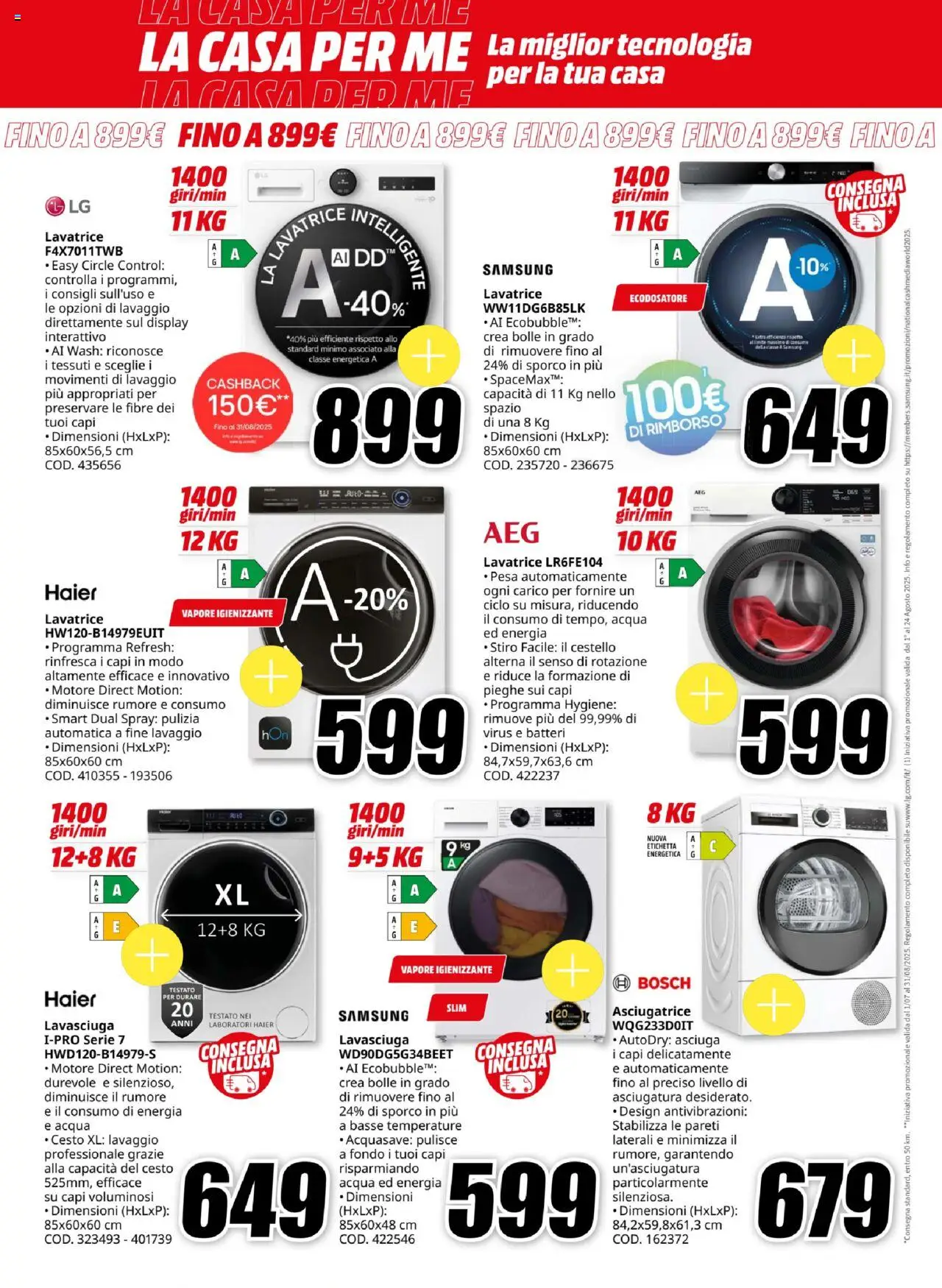 Volantino Media World del 07.08.2025 | Pagina: 12 | Prodotti: Lavasciuga, Acqua, Asciugatrice, Samsung