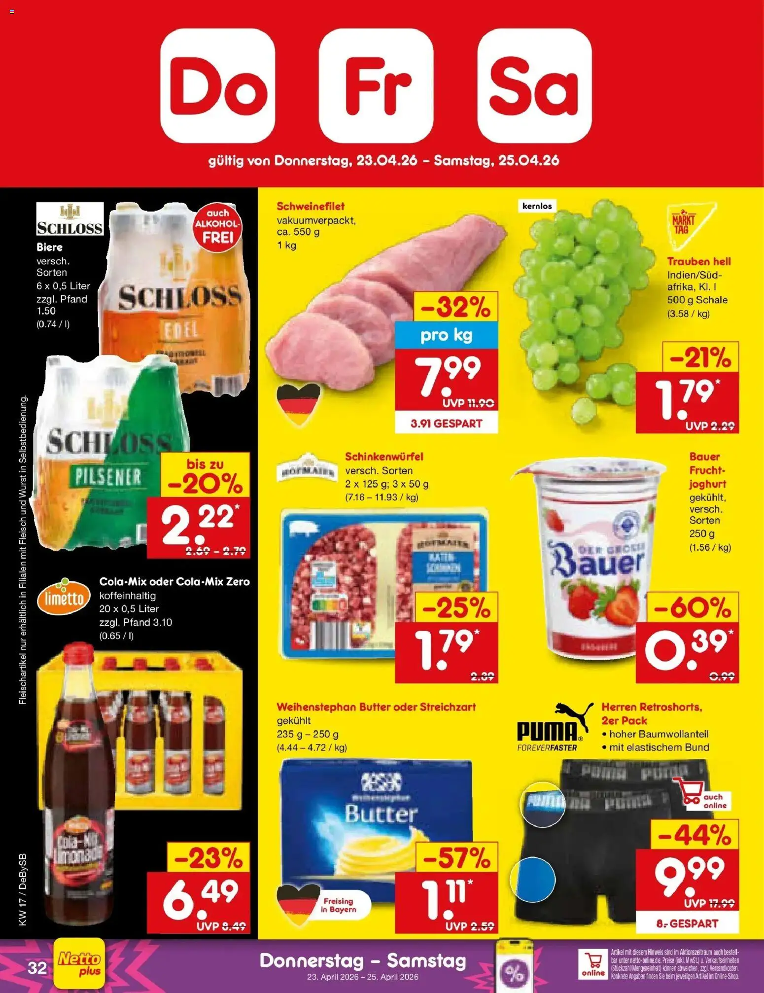 Netto Marken-Discount Prospekt Thierhaupten	 – gültig ab 20.04.2026 | Seite: 48 | Produkte: Butter, Joghurt, Trauben, Wurst