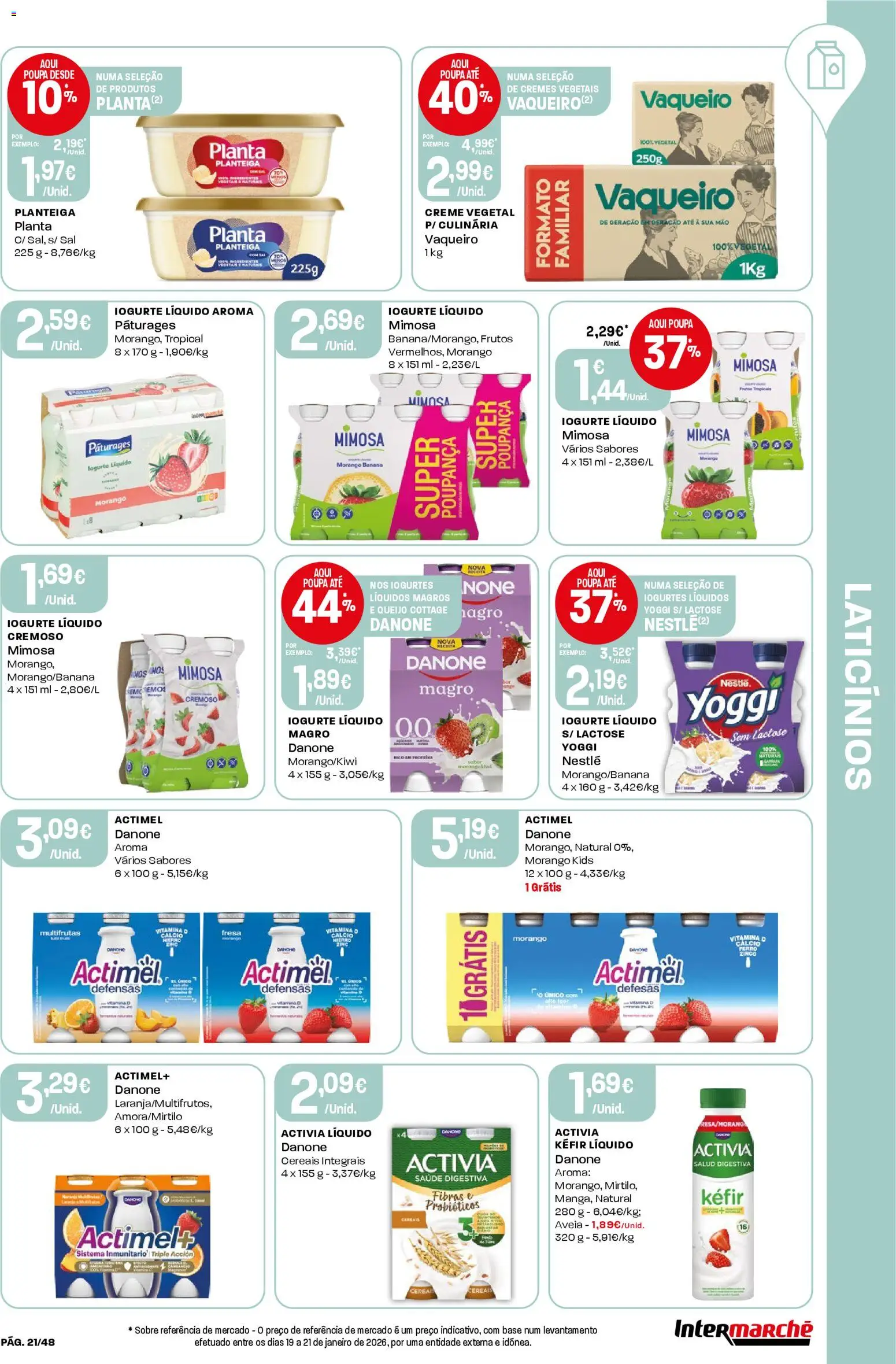 Intermarché folheto │ válido de 26.02.2026 | Página: 21 | Produtos: Base, Queijo, Iogurte, Vitamina c
