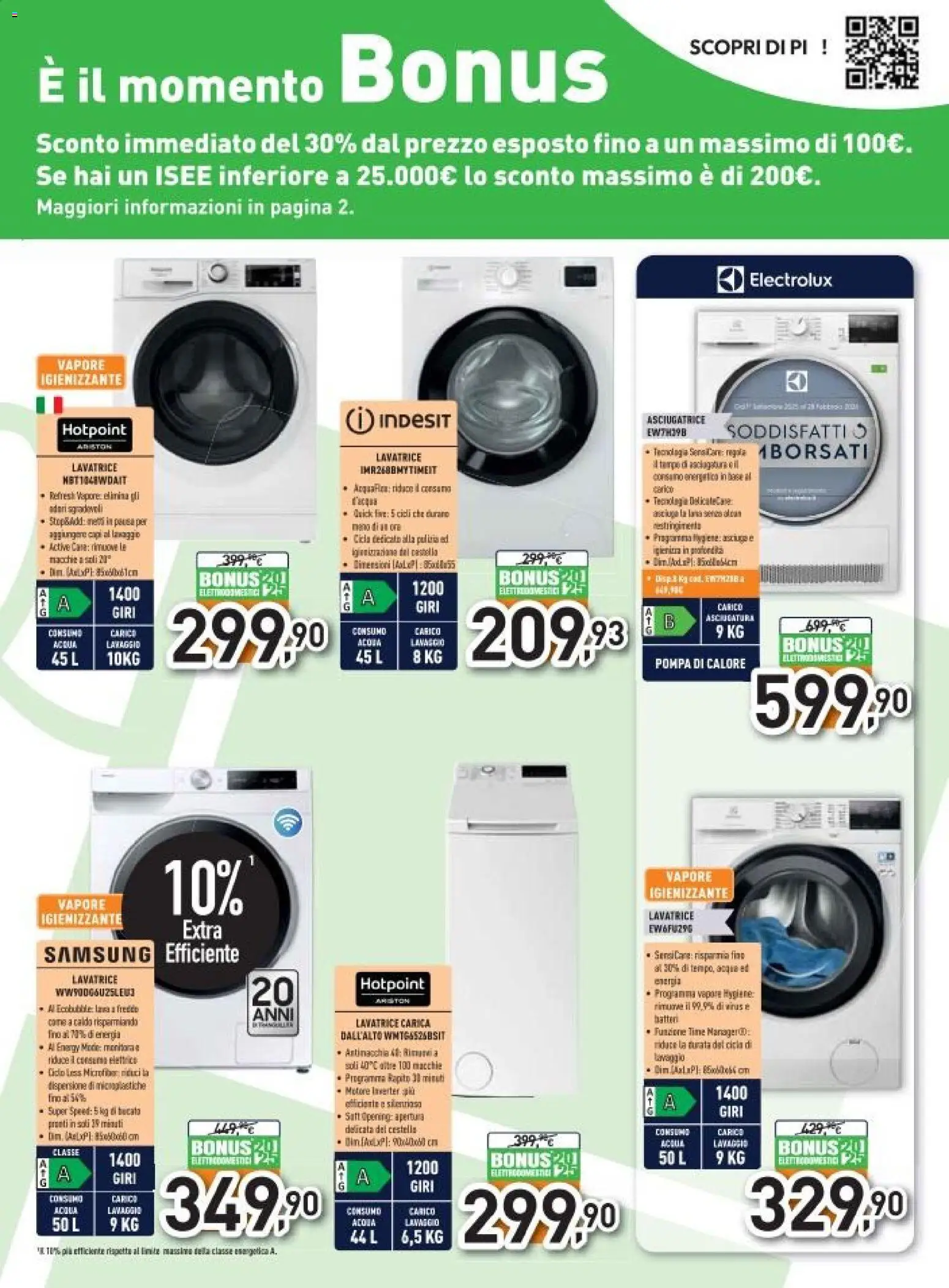 Volantino Unieuro del 26.11.2025 | Pagina: 3 | Prodotti: Acqua, Lavatrice, Asciugatrice, Samsung