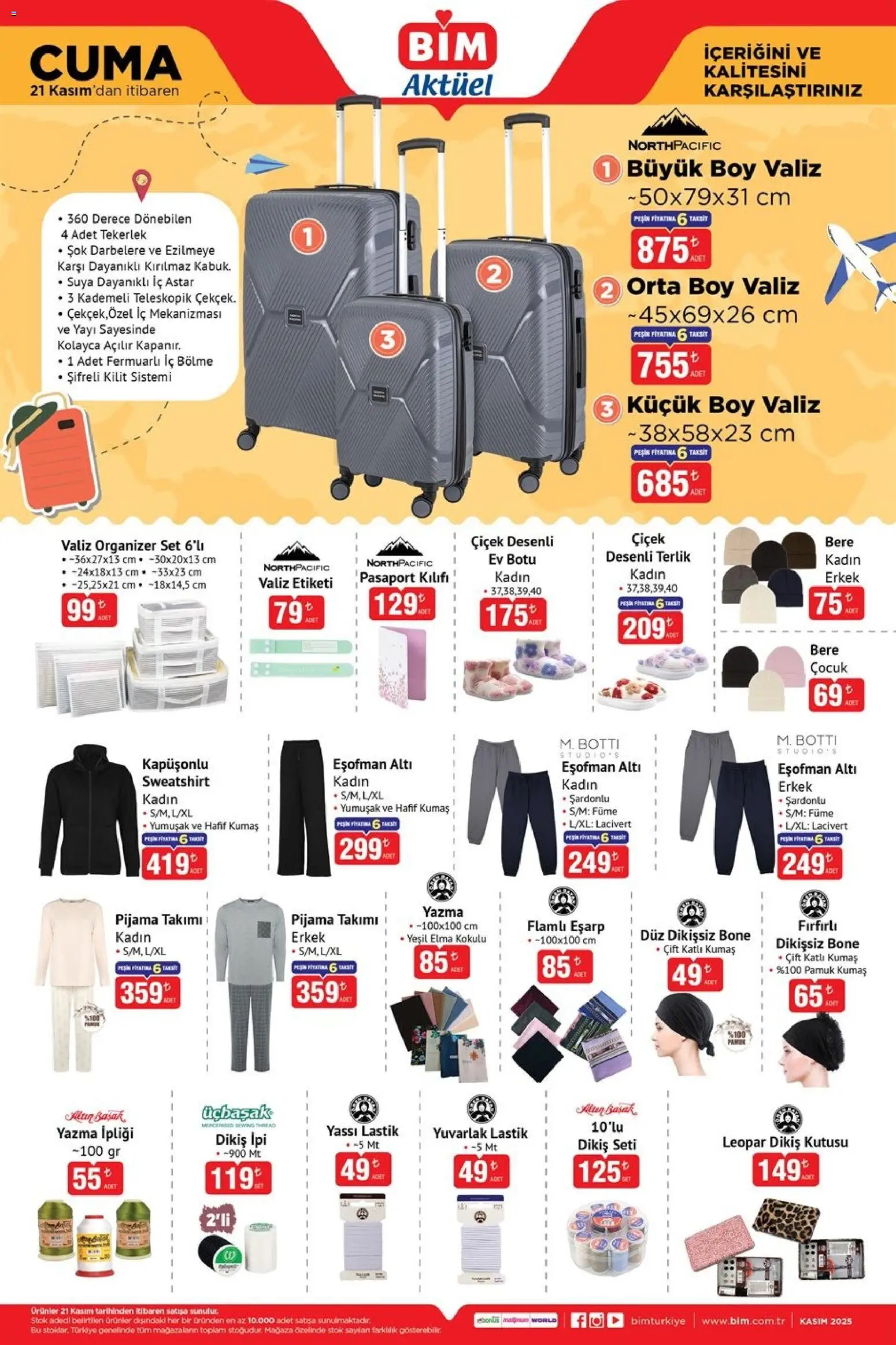 BİM Katalog Cuma - 21.11.2025 tarihinden itibaren geçerlidir | Sayfa: 5 | Ürünler: Lastik, Elma, Pijama, Terlik