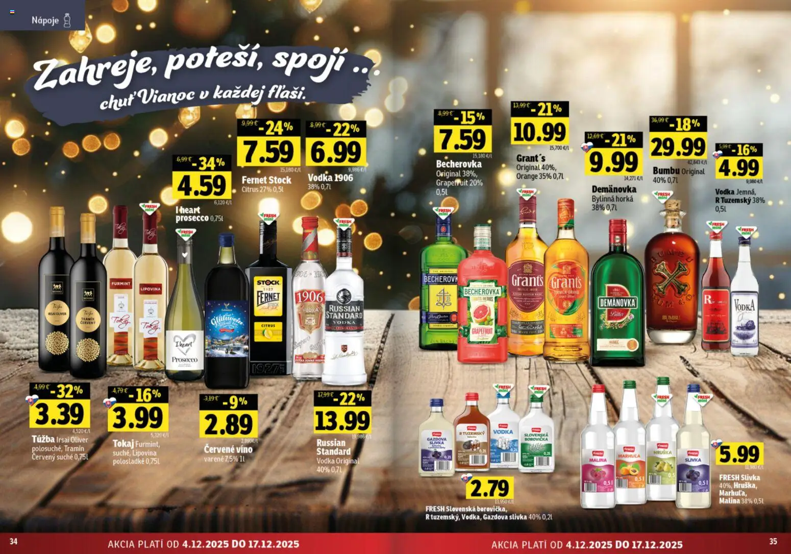 Nové Fresh akcie – leták je platný od 04.12.2025 | Strana: 18 | Produkty: Borovička, Červené víno, Vodka, Grapefruit
