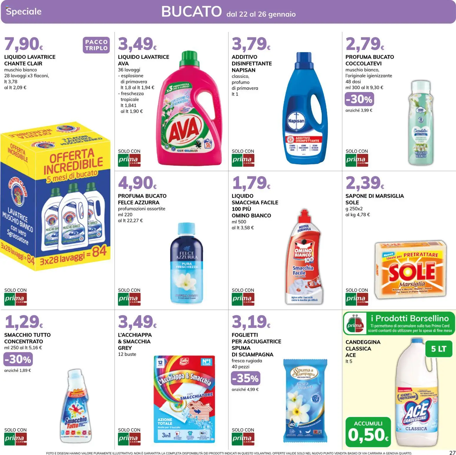Volantino Basko del 22.01.2026 | Pagina: 27 | Prodotti: Sapone di marsiglia, Sgrassatore, Lavatrice, Asciugatrice