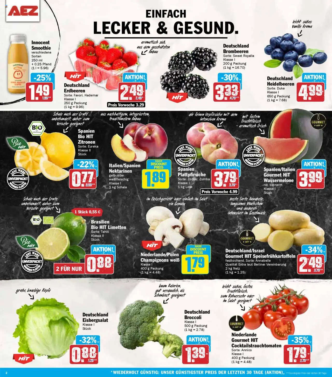 AEZ Prospekt 	 - gültig ab dem 21.07.2025 | Seite: 2 | Produkte: Berliner, Eisbergsalat, Champignons, Erdbeeren