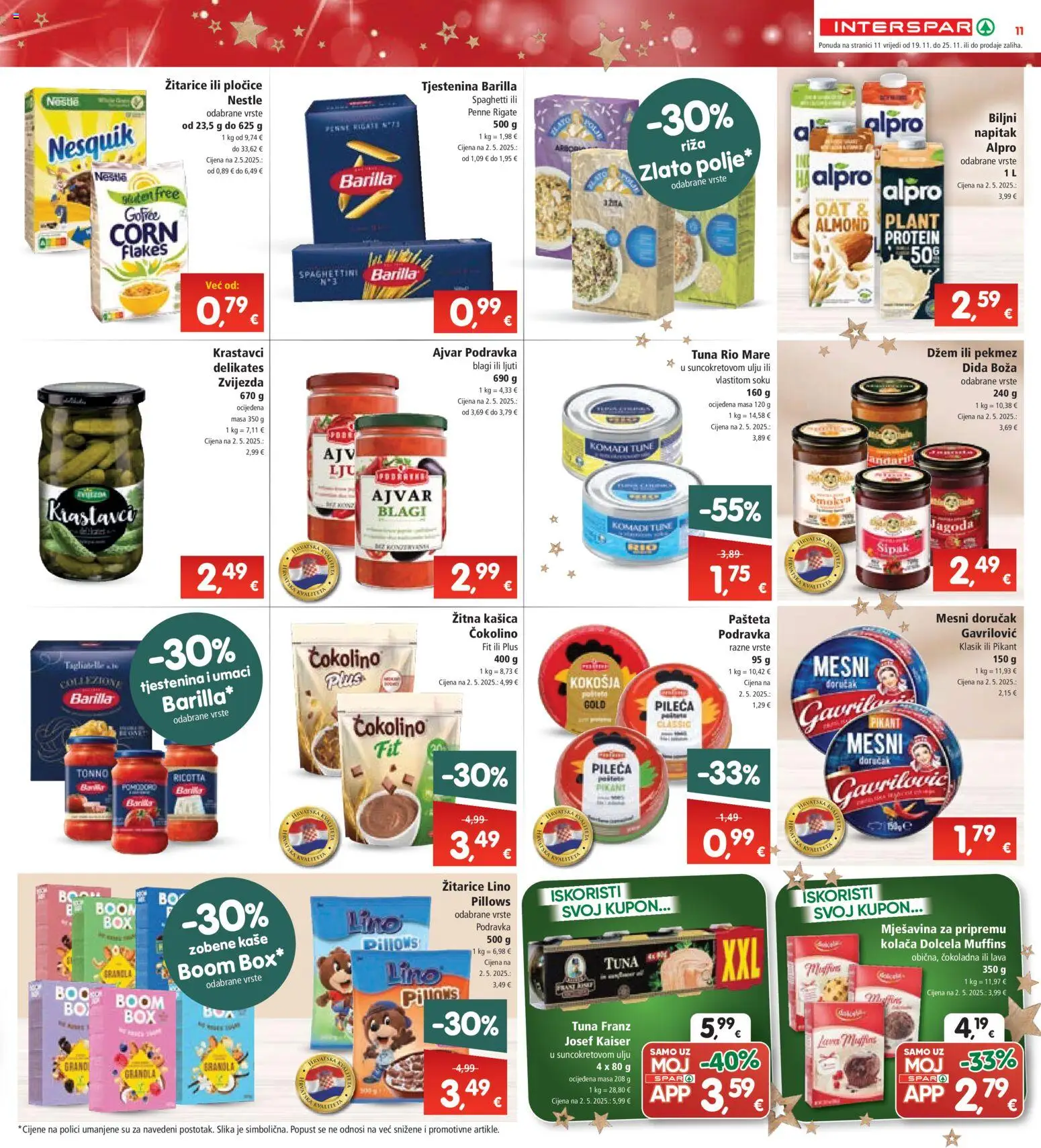 Interspar katalog | vrijedi od 19.11.2025 | Stranica: 13 | Proizvodi: Rio Mare, Tjestenina, Mesni doručak, Barilla