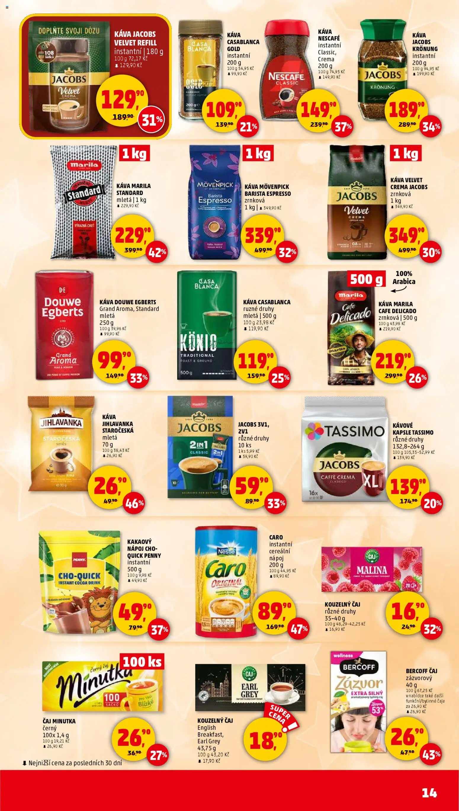Penny Market leták - Čtvrtečník od 20.12.2025 | Strana: 14 | Produkty: Káva Velvet, Káva, Čaj, Káva Mövenpick