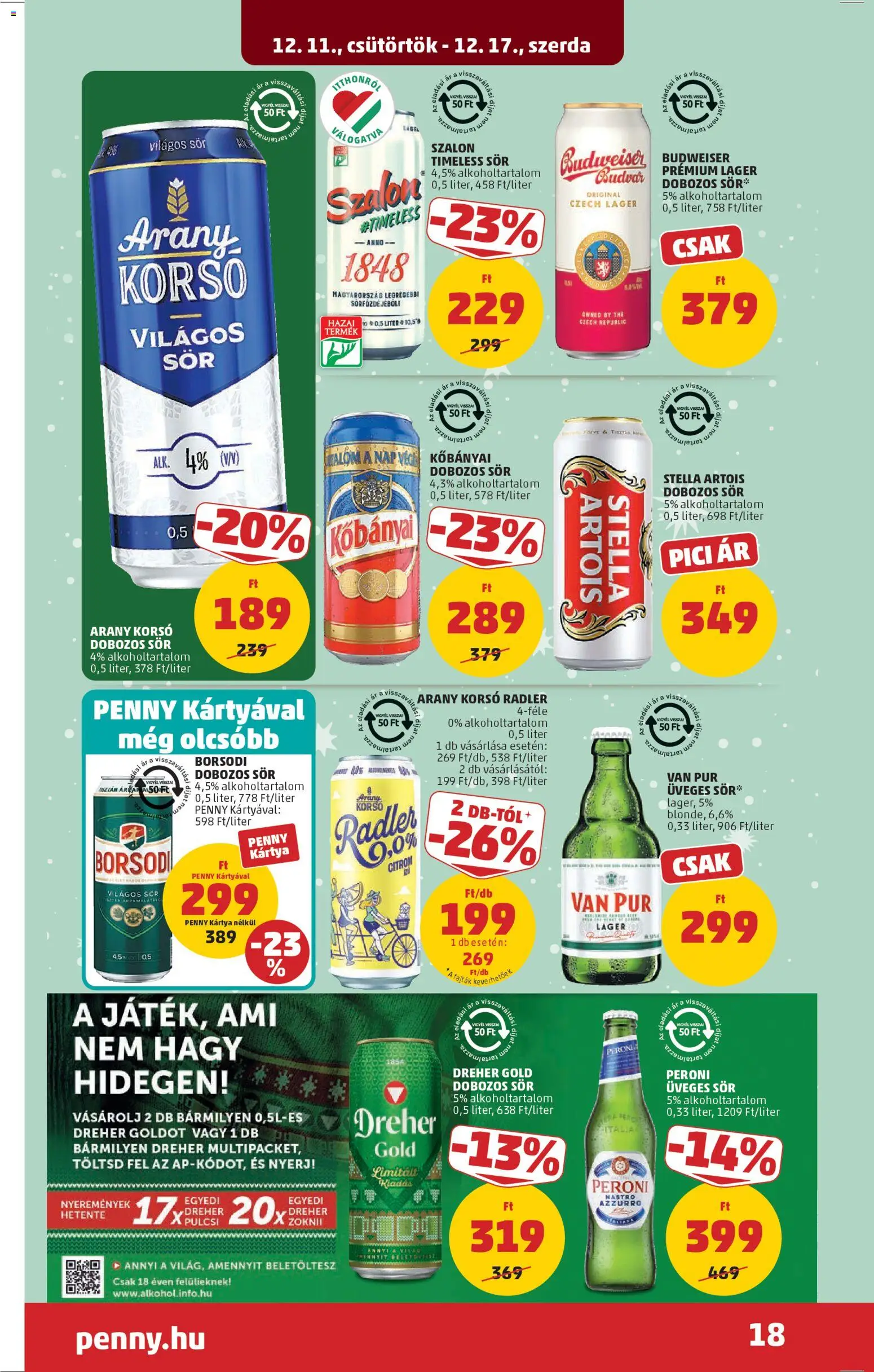 PENNY akciós ujság - amely érvényes a következő dátumtól: 11.12.2025 | Oldal: 22 | Termékek: Budweiser, Dobozos sör, Sör, Só