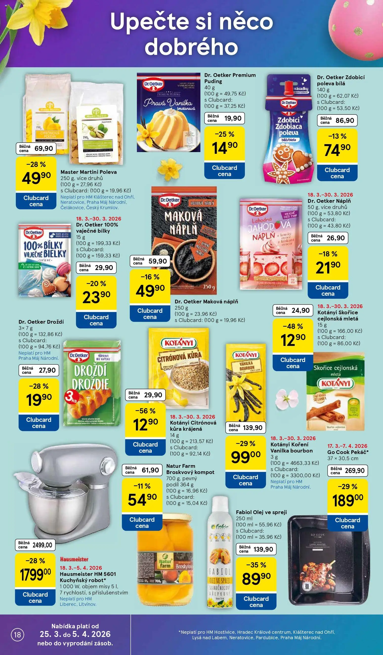 Tesco leták - Hypermarket od 25.03.2026 | Strana: 18 | Produkty: Koření, Robot, Droždí, Olej ve spreji