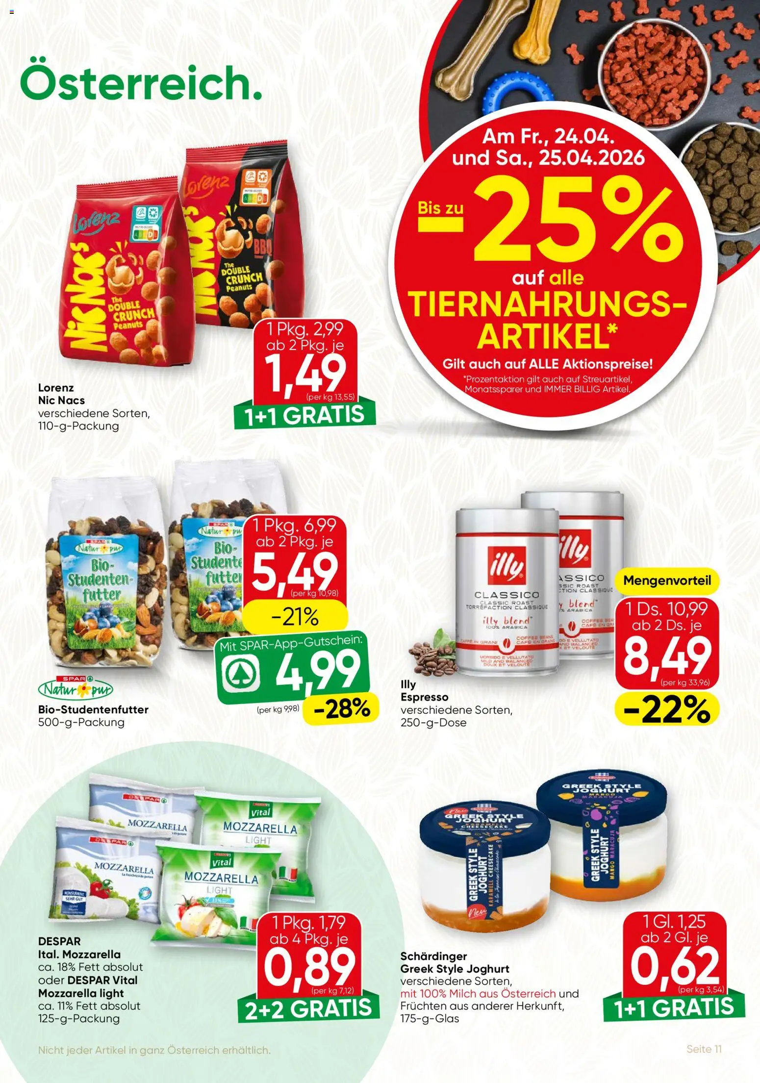 SPAR Gourmet Flugblatt gültig ab 23.04.2026 | Seite: 11 | Produkte: Mango, Milch, Joghurt