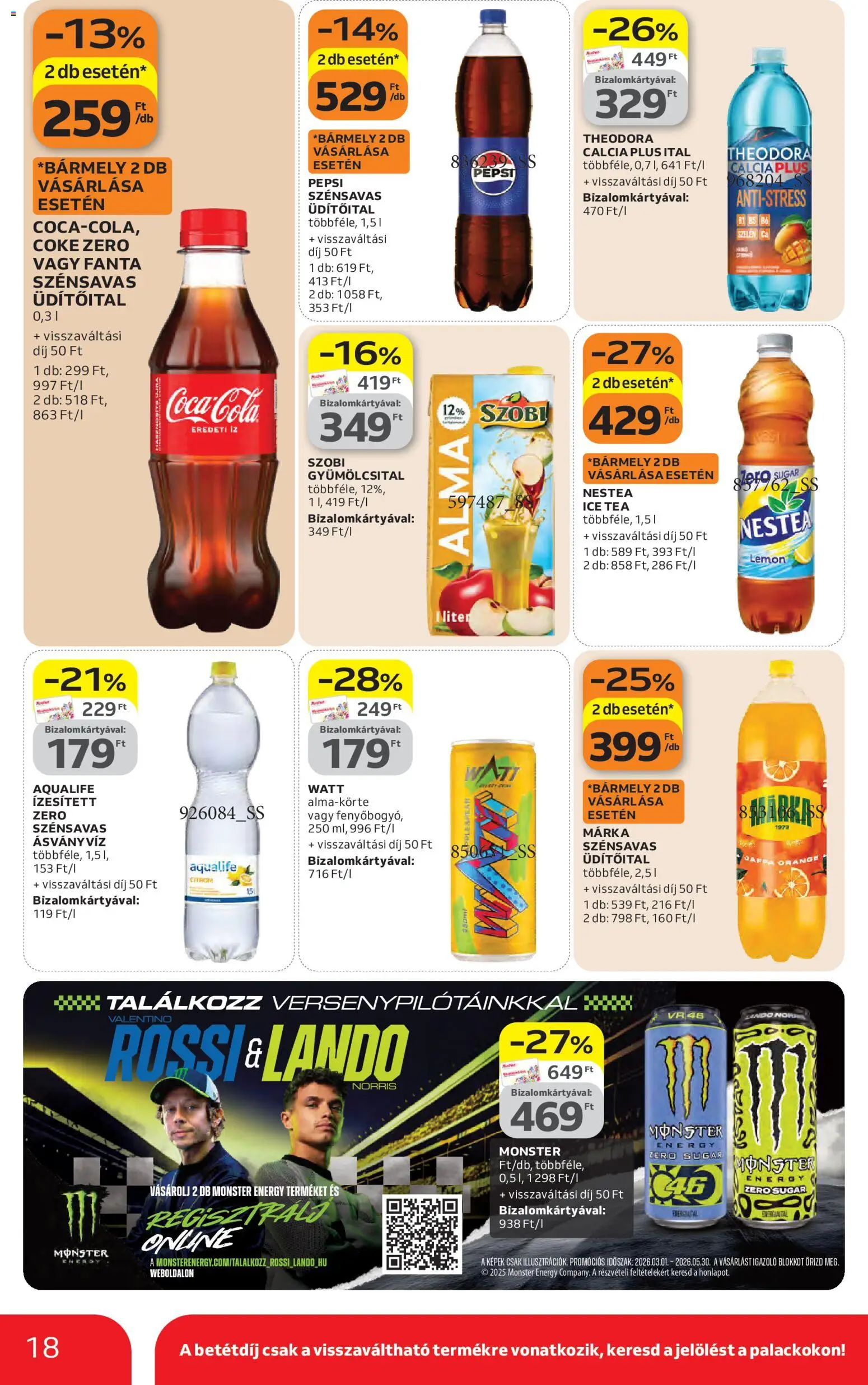 Auchan akciós ujság - amely érvényes a következő dátumtól: 23.04.2026 | Oldal: 18 | Termékek: Fanta, Ice tea, Ásványvíz, Tea