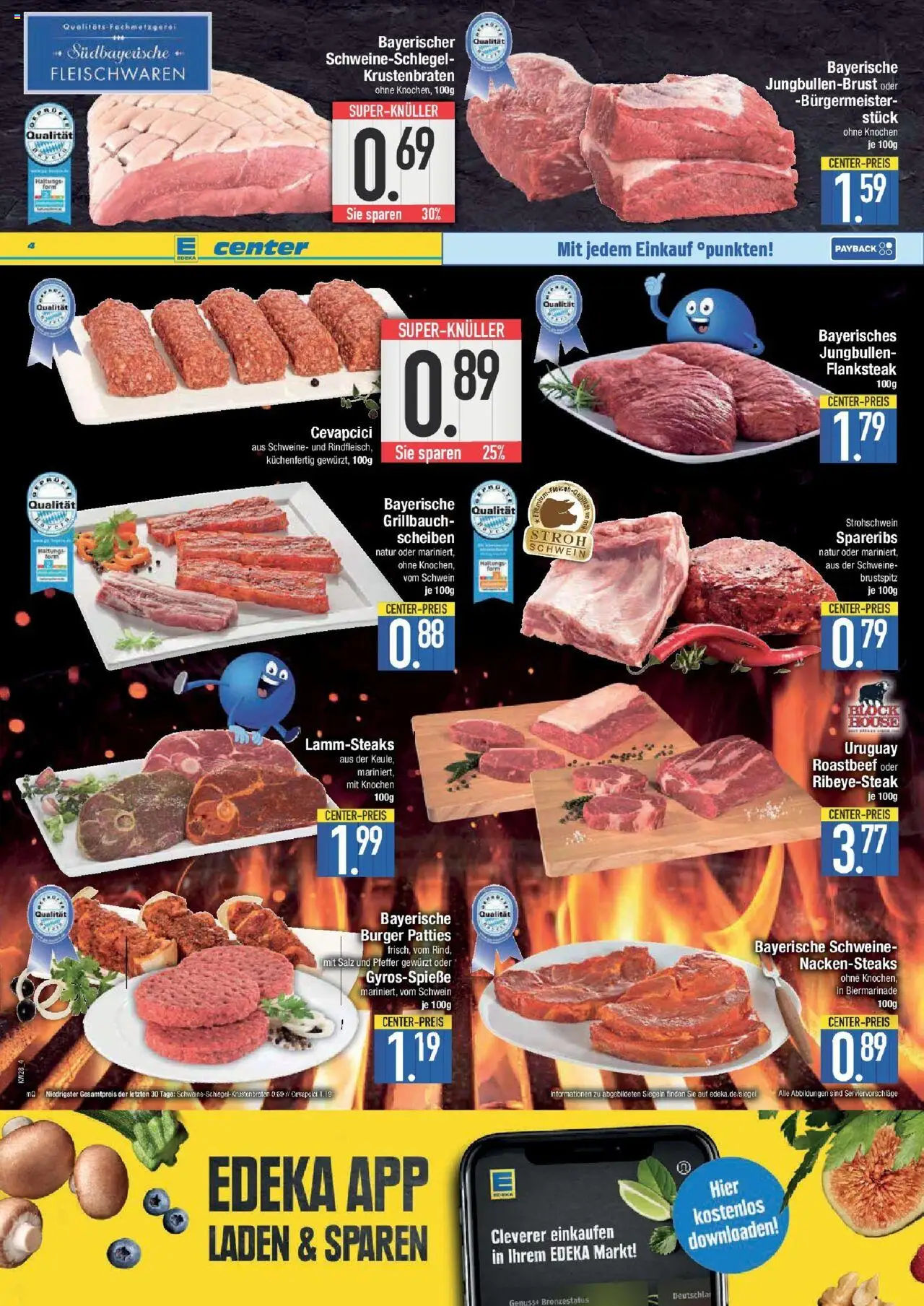 Edeka prospekt Ingolstadt	 - gültig ab dem 06.07.2025 | Seite: 4 | Produkte: Nackensteaks, Cevapcici, Roastbeef, Salz