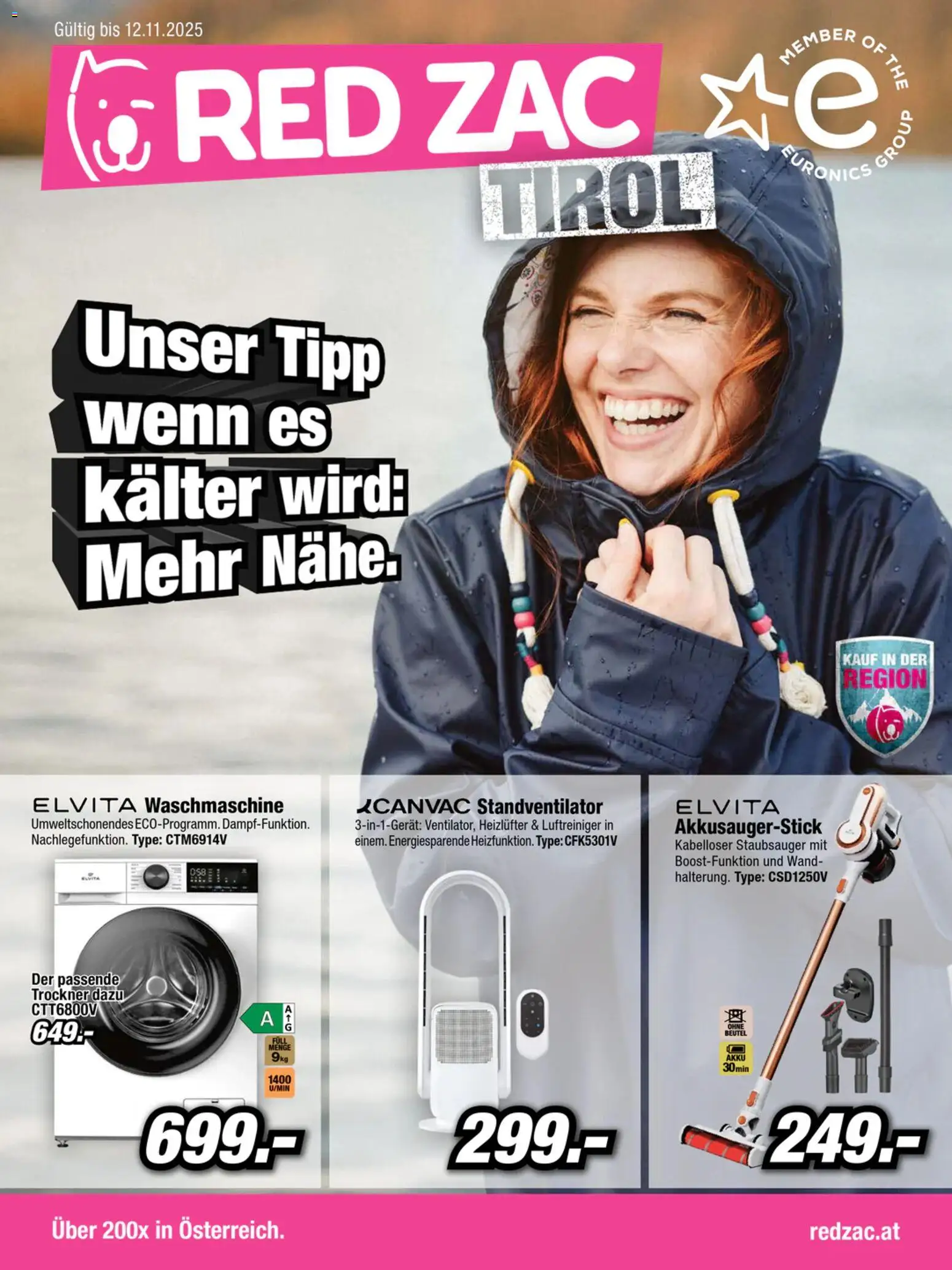 RED ZAC Tirol gültig ab 27.10.2025 | Seite: 1 | Produkte: Waschmaschine, Trockner, Staubsauger, Luftreiniger