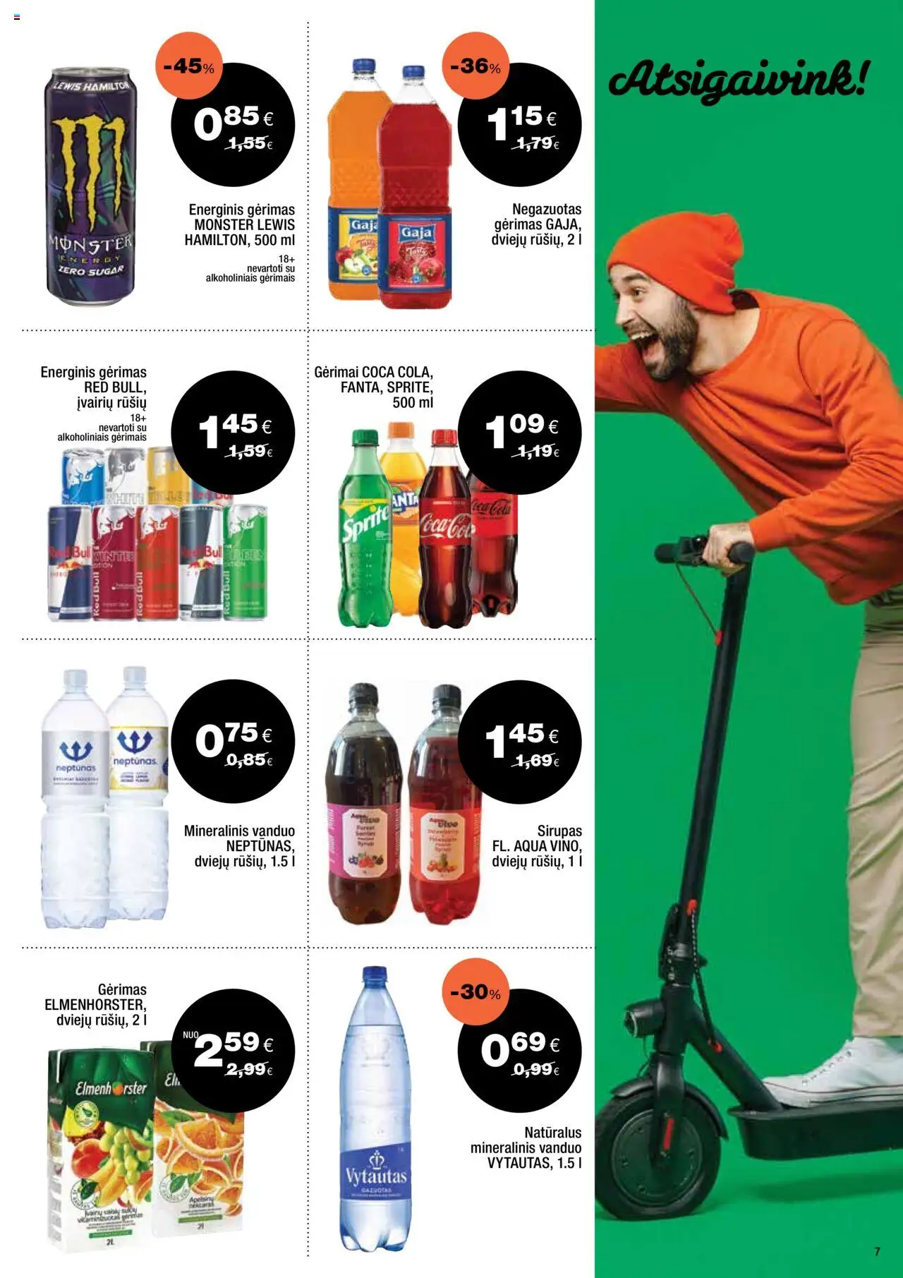 Express market akcijos nuo 05.10.2025 | Puslapis: 7 | Prekių: Energinis gėrimas, Mineralinis vanduo