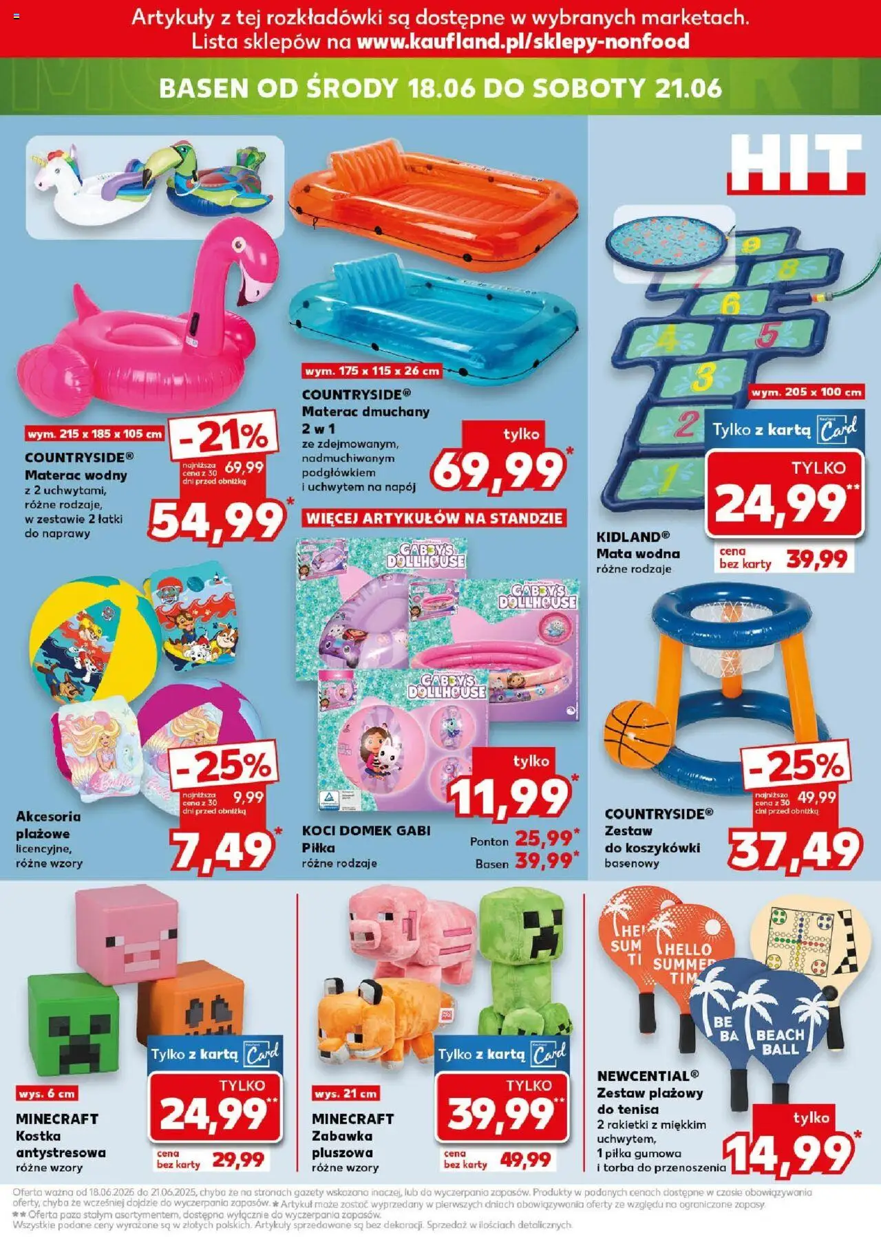Kaufland gazetka - Mega okazje od 18.06.2025 | Strona: 15 | Produkty: Karta, Torba, Materac, Basen