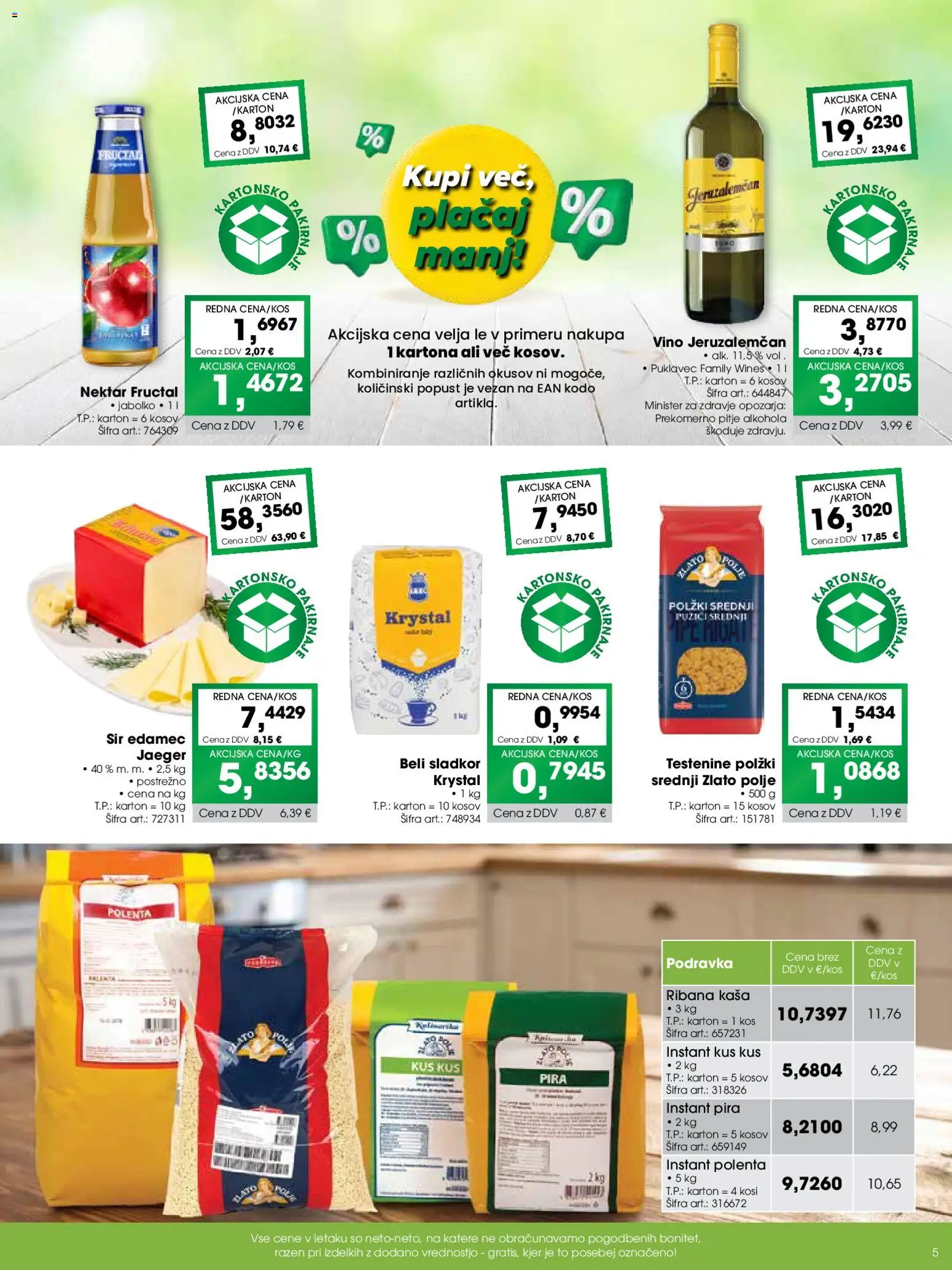 Novi Tuš katalog ponudbe – veljaven od 07.11.2025 | Stran: 5 | Izdelki: Kos, Vino, Testenine, Sladkor