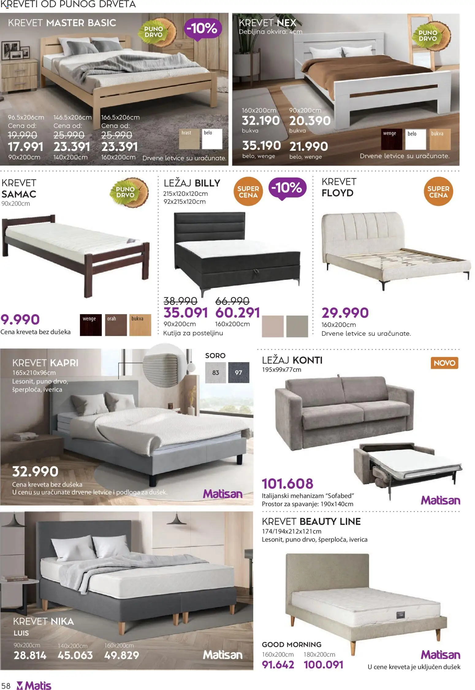 Matis katalog - važi od 01.01.2025 | Strana: 58 | Proizvode: Krevet, Dušek, Kutija, Orah